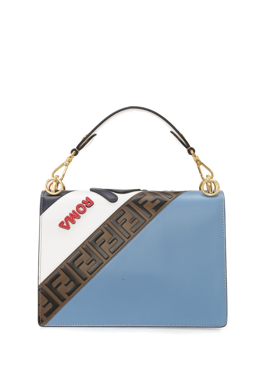 Beymen FENDI Kan I Mavi Kahverengi Logolu Kadın OmuzÇantası. 4