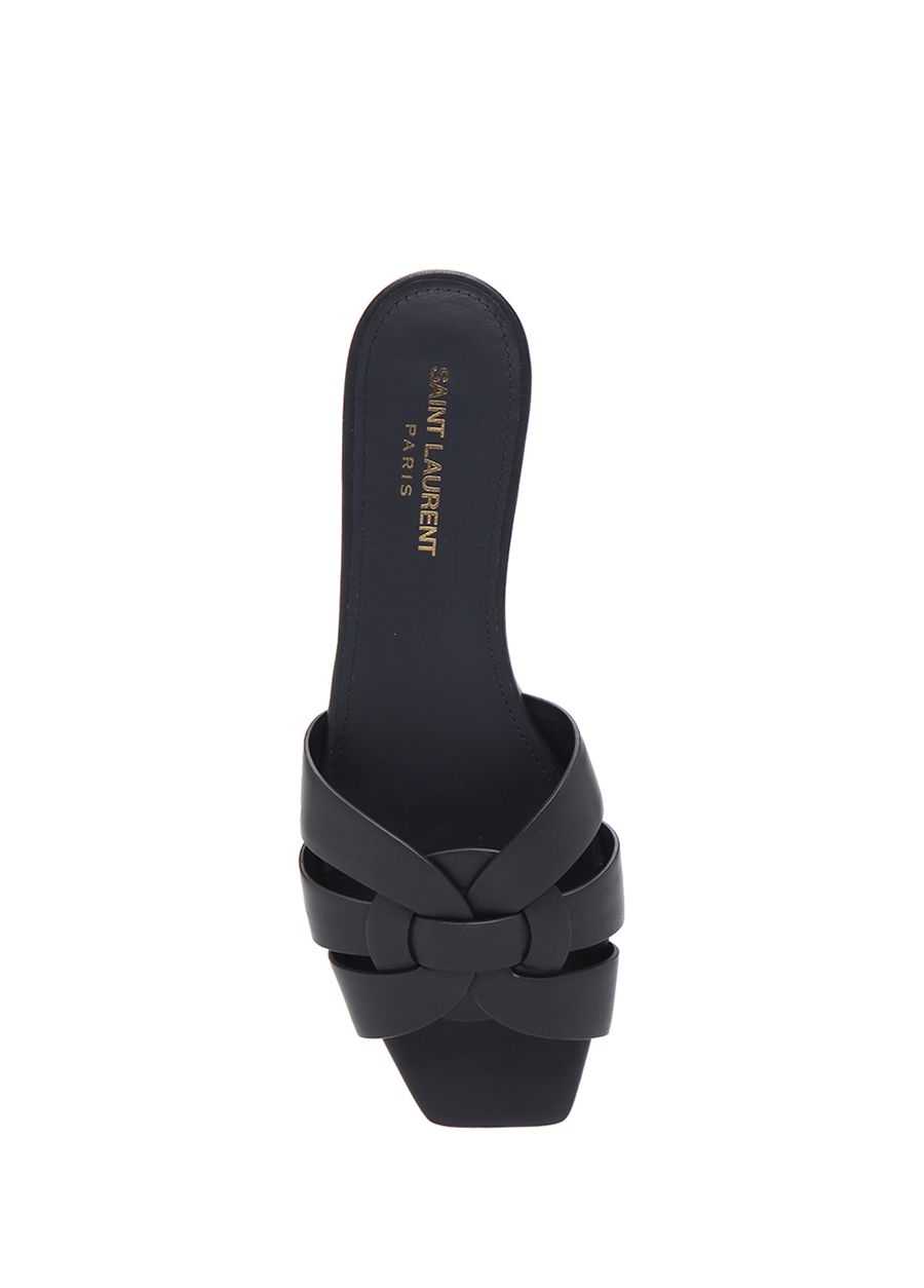 Beymen SAINT LAURENT Tribute Siyah Bantlı Kadın Deri Terlik. 5