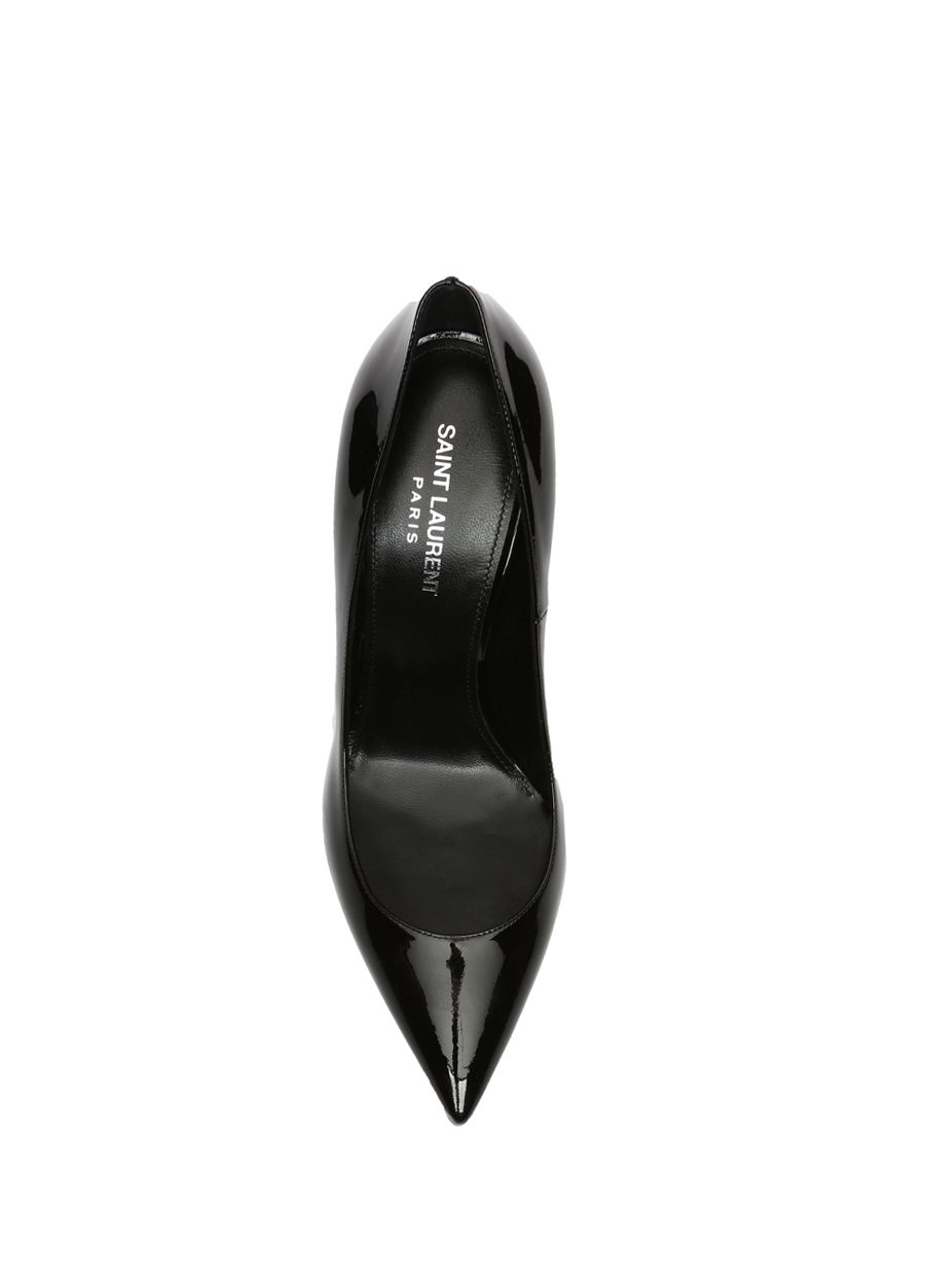 Beymen SAINT LAURENT Siyah Logo Topuklu Deri Stiletto. 5