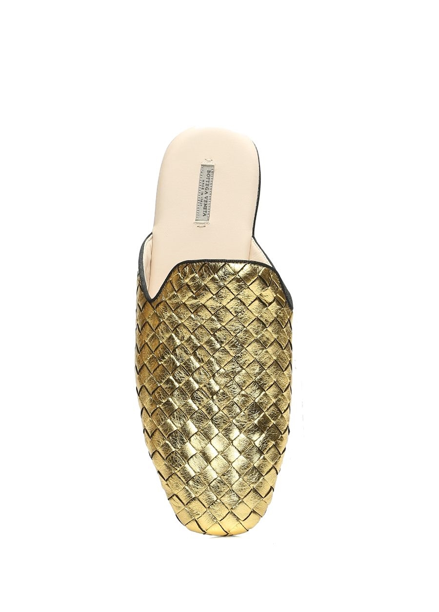 Beymen BOTTEGA VENETA Fiandra Gold Örgü Dokulu Kadın Deri Terlik. 5