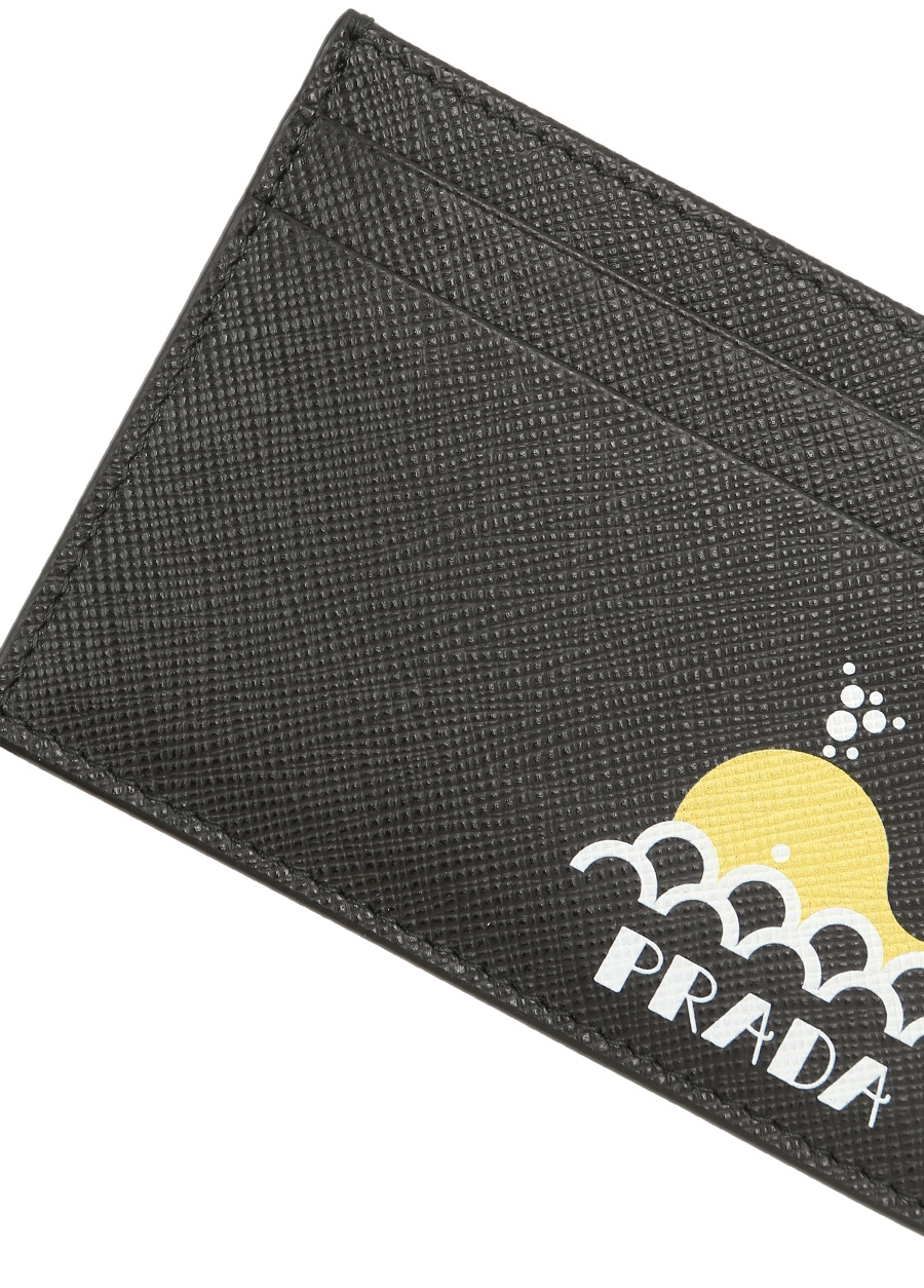 Beymen PRADA Siyah Sarı Logo Baskılı Erkek Deri Kartlık. 4 Beymen PRADA Siyah Sarı Logo Baskılı Erkek Deri Kartlık. 4