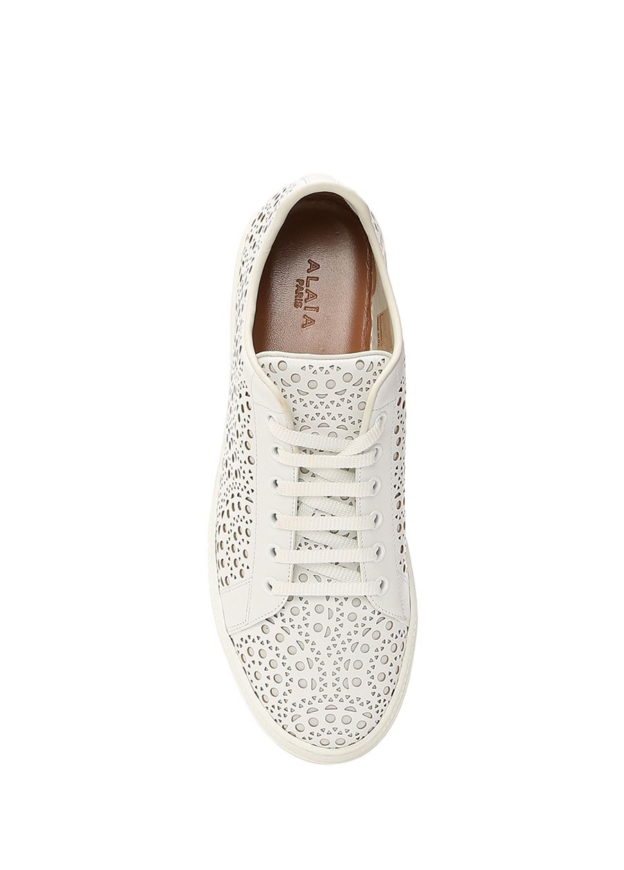Beymen ALAIA Beyaz Lazer Kesim Detaylı Kadın Deri Sneaker. 5