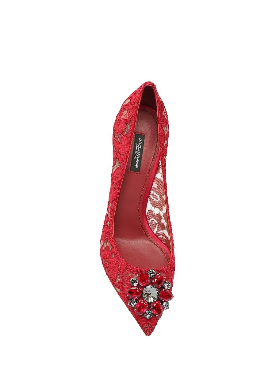 Beymen DOLCE&GABBANA Taormina Bordo Dantelli Topuklu Ayakkabı. 5