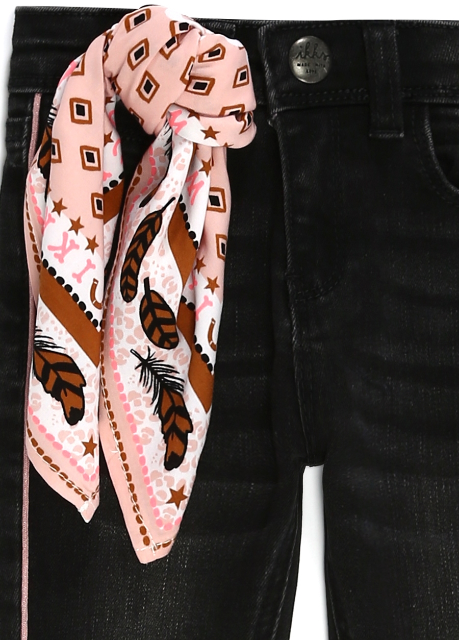 Beymen IKKS Siyah Pembe Fular Detaylı Kız Çocuk Jean Pantolon. 3