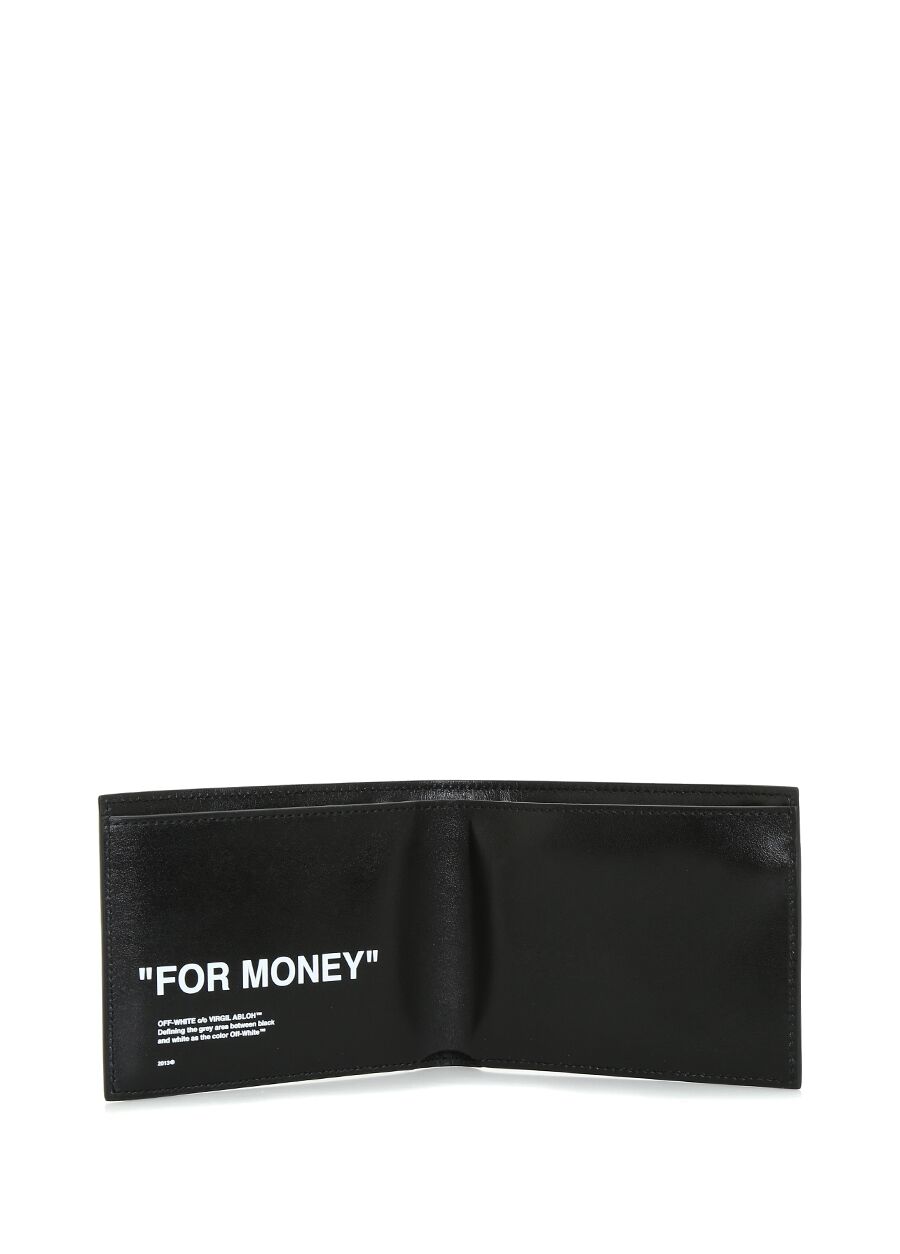Beymen OFF-WHITE Siyah Beyaz Yazı Baskılı Erkek Deri Cüzdan. 5