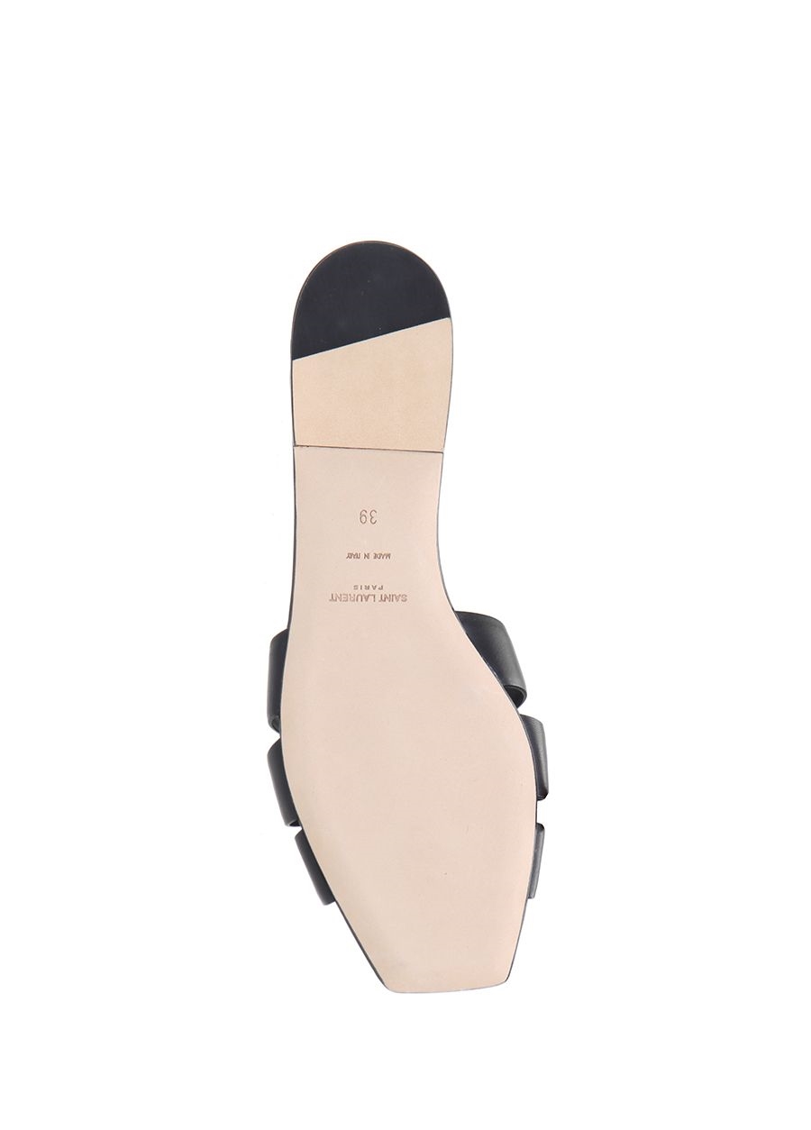 Beymen SAINT LAURENT Tribute Siyah Bantlı Kadın Deri Terlik. 6