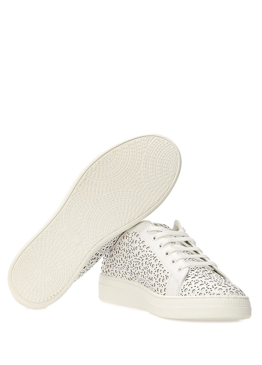 Beymen ALAIA Beyaz Lazer Kesim Detaylı Kadın Deri Sneaker. 6