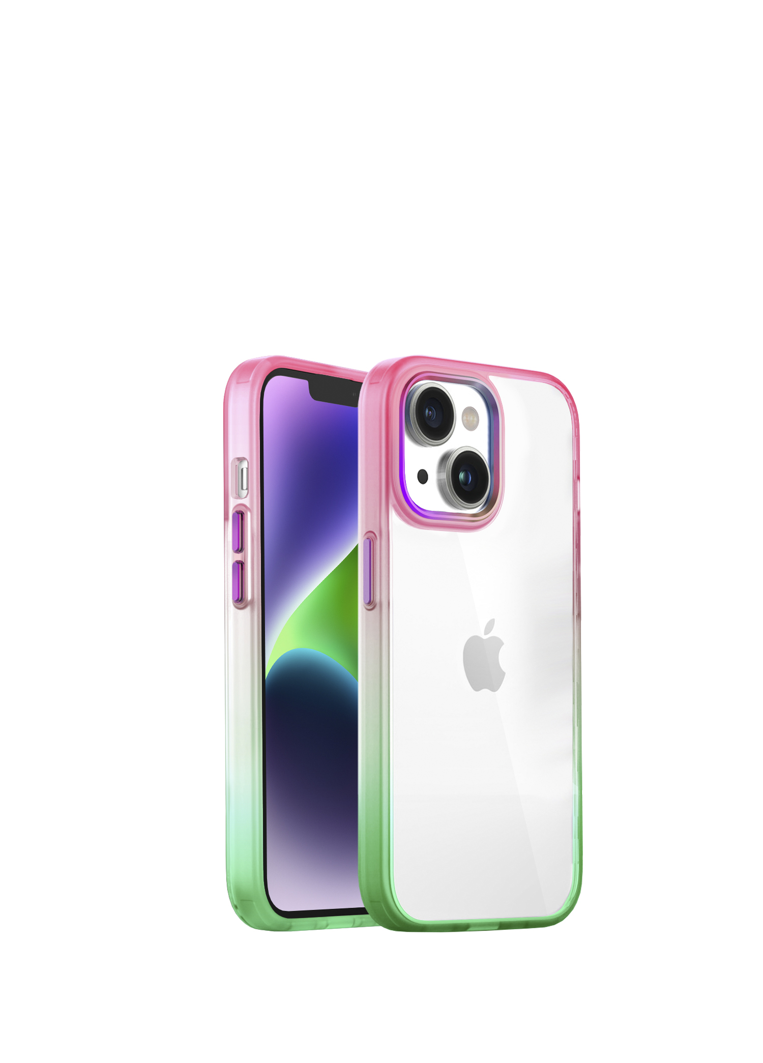 iPhone 14 Plus Air Bumper Rainbow Pink Green Kılıf