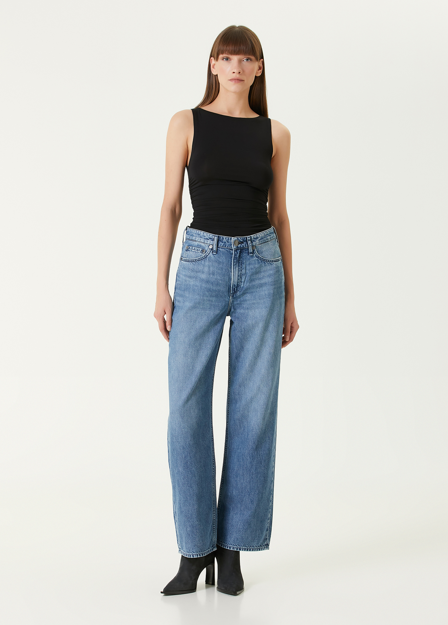 Logan Mavi Wide Leg Jean Pantolon