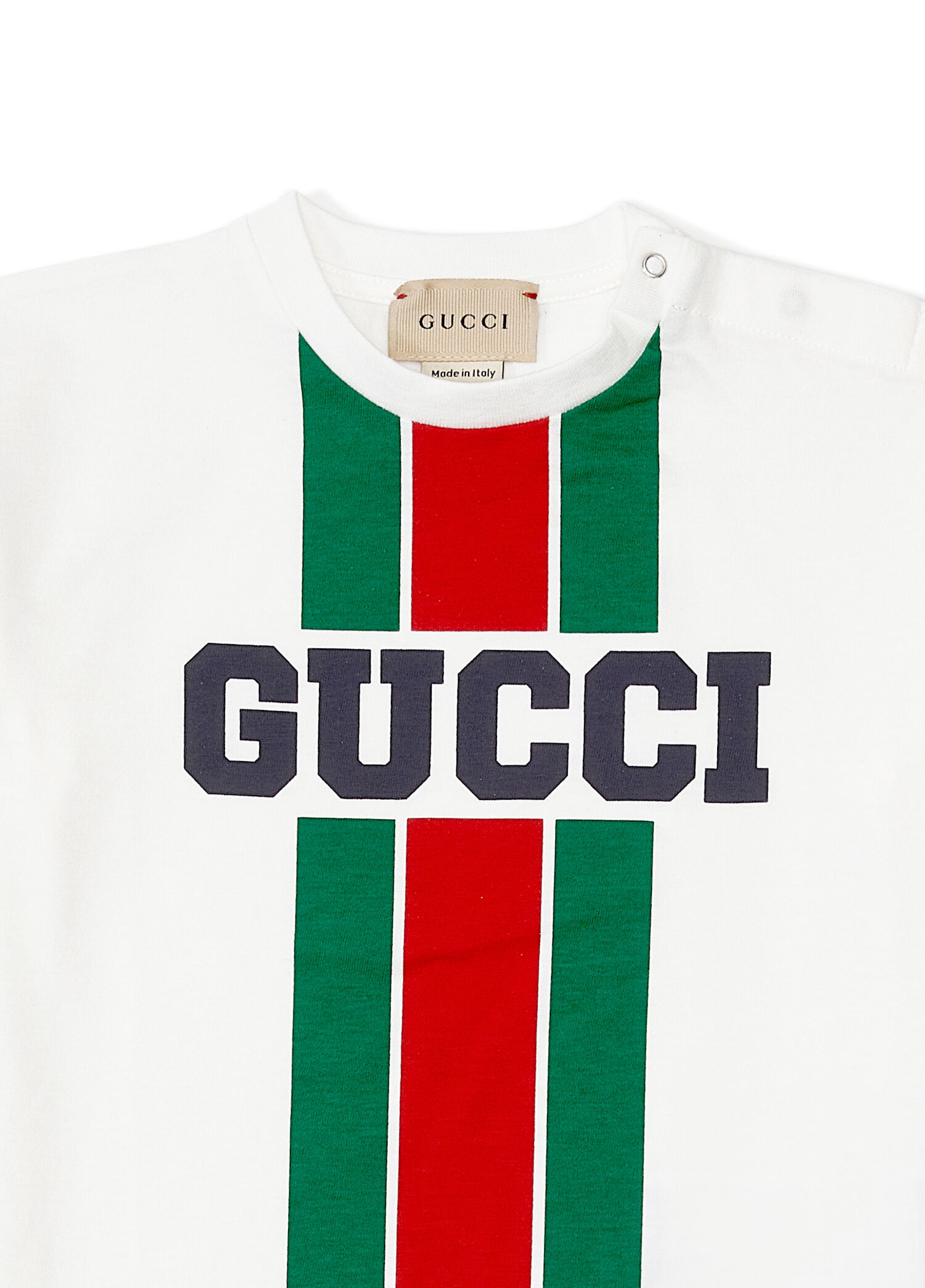 GUCCI Tシャツ 140cm Gucci - Beyaz Logo Baskılı Erkek Bebek T-shirt - Lacivert
