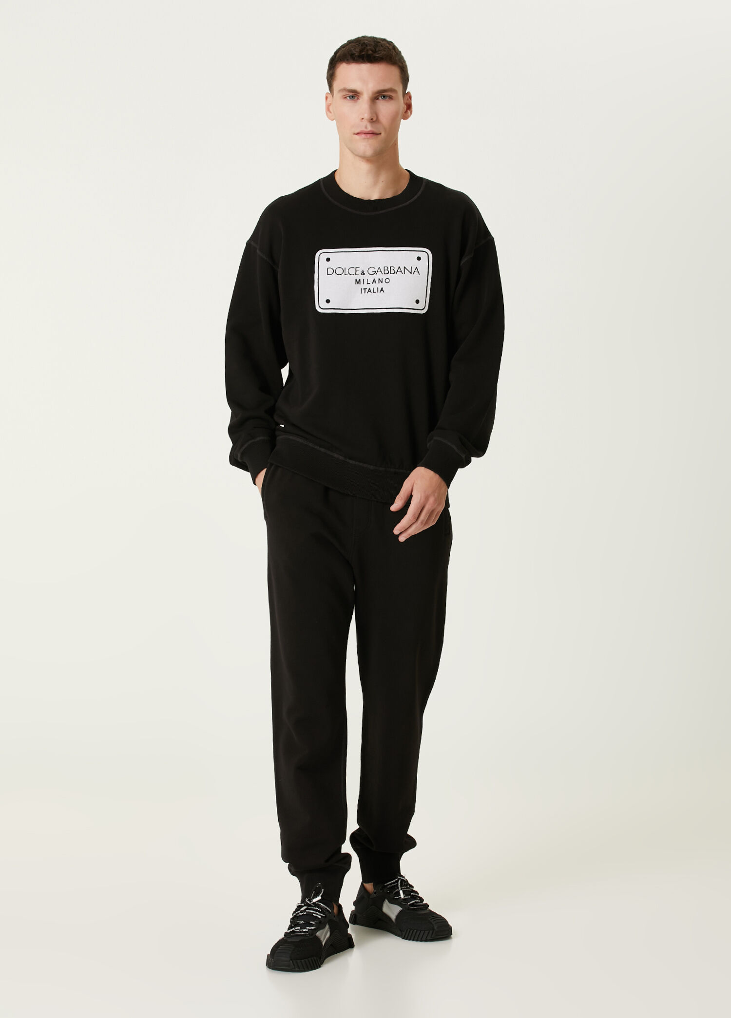 Dolce&Gabbana - Siyah Logo Detaylı Sweatshirt - Siyah