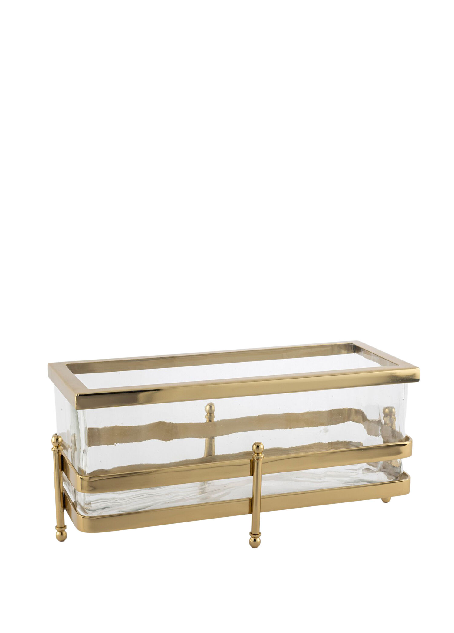 Gold Metal Standlı Dikdörtgen Cam Sunumluk