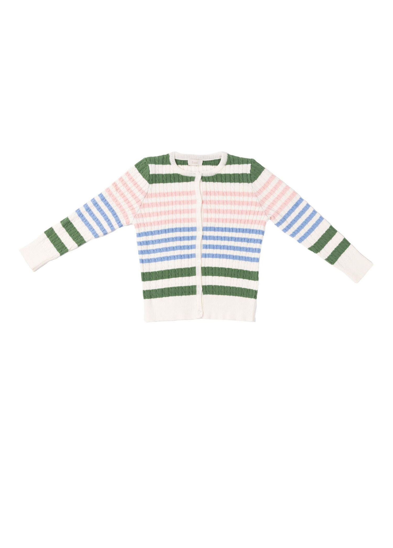 Wooly Ekru Saç Örgülü Çizgili Triko Unisex Çocuk Hırka