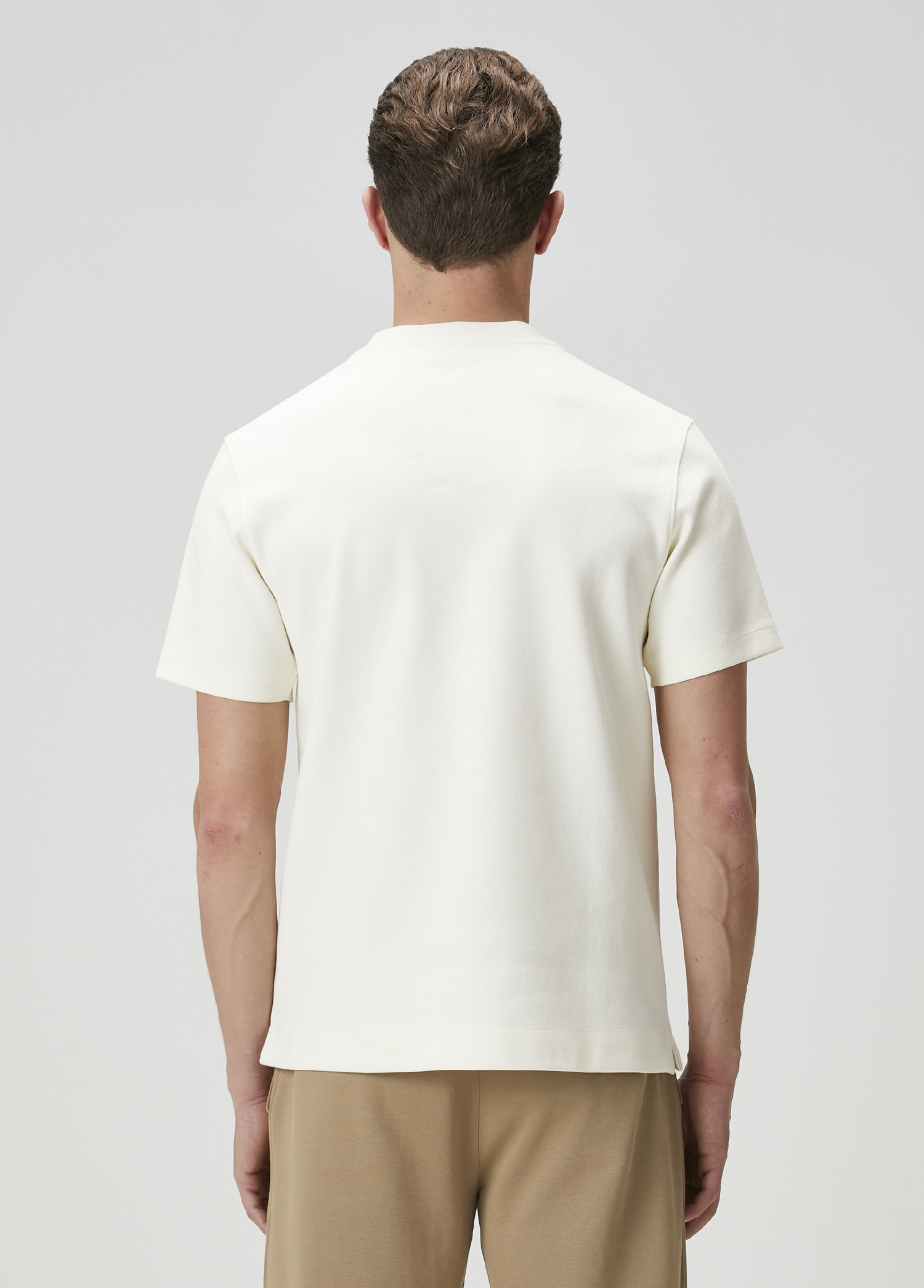 Krem Logo Nakışlı Basic T-shirt_4