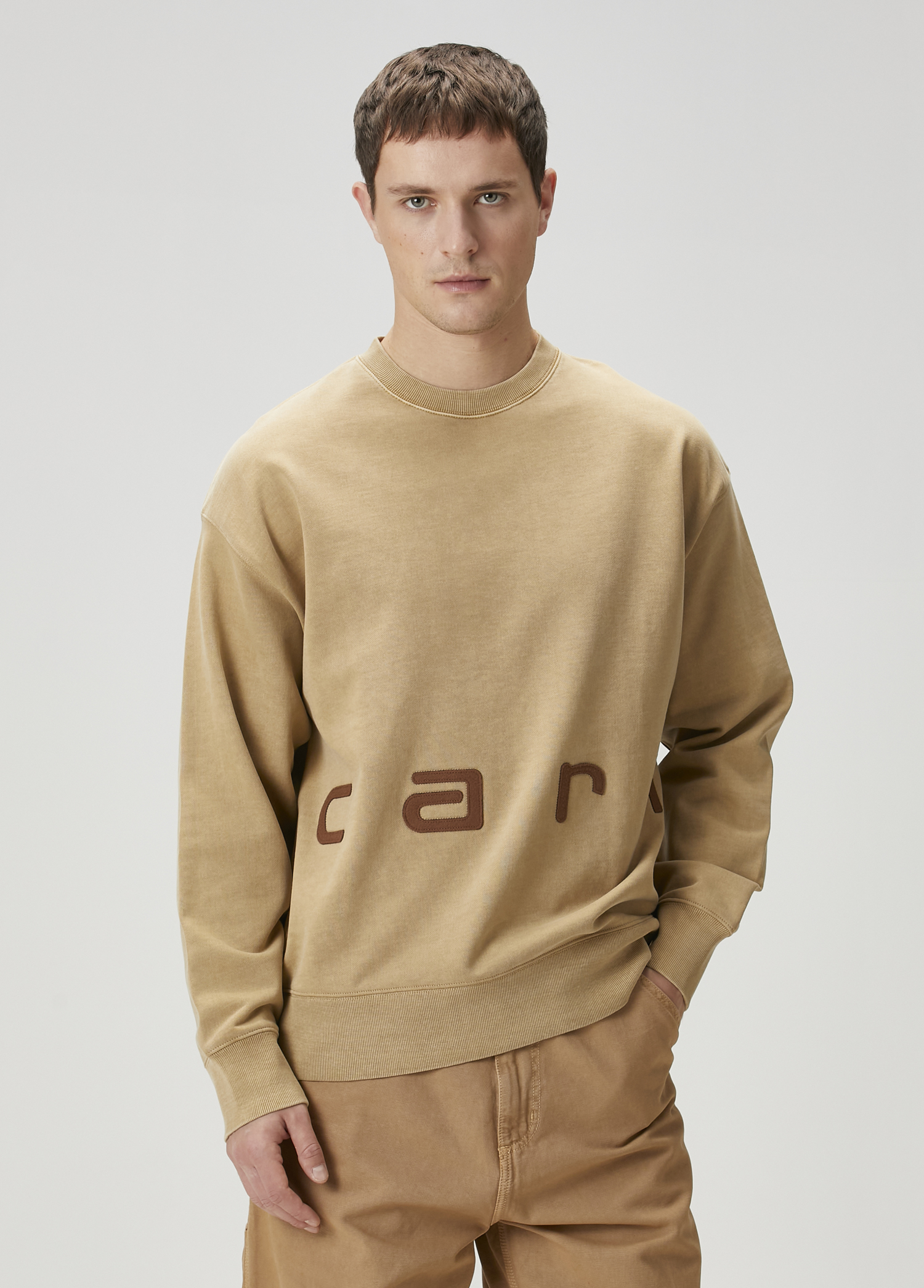 Felt Script Bej Sweatshirt