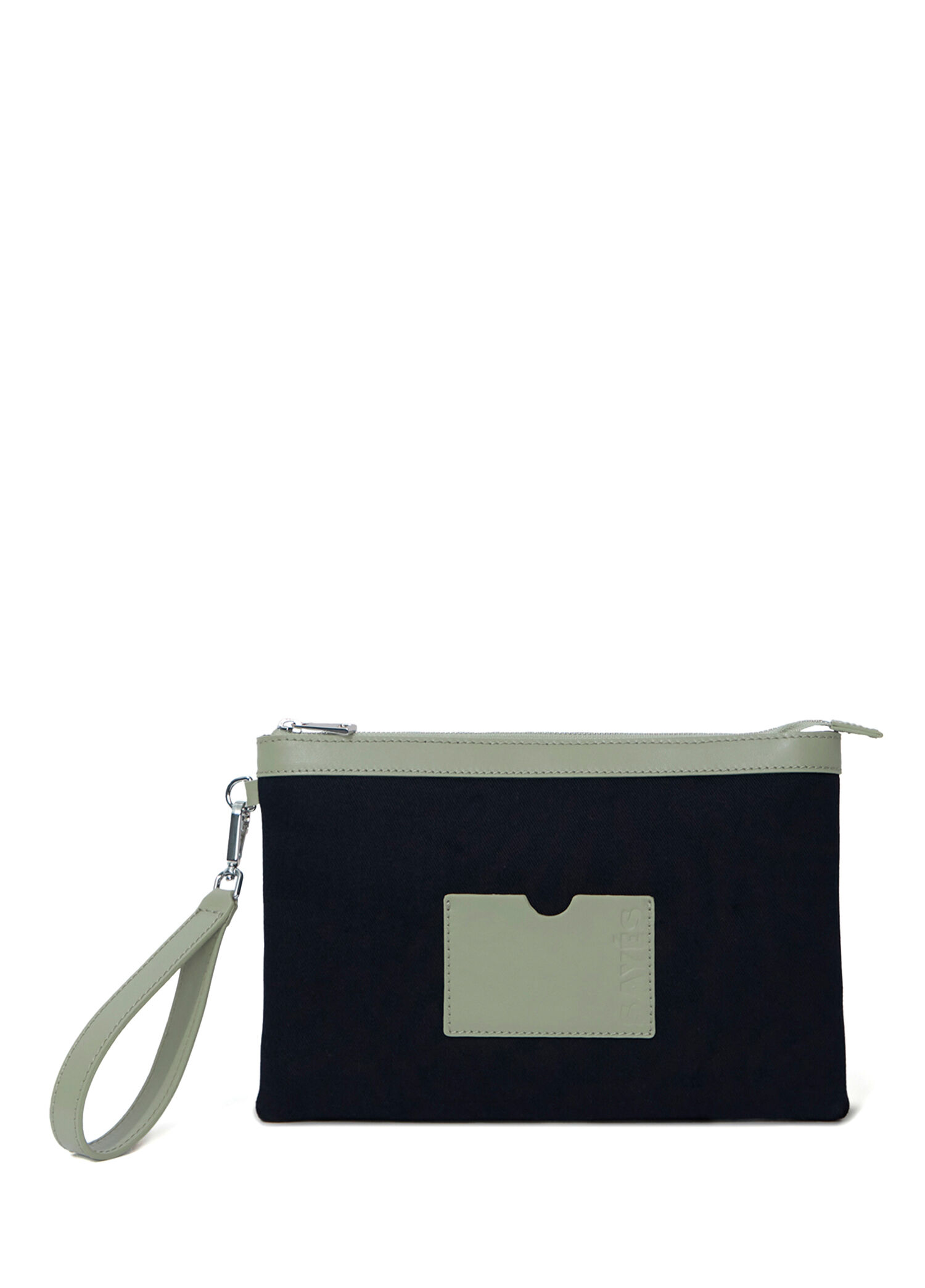 Stitched Lacivert Denim Yeşil Clutch Kadın El Portföyü