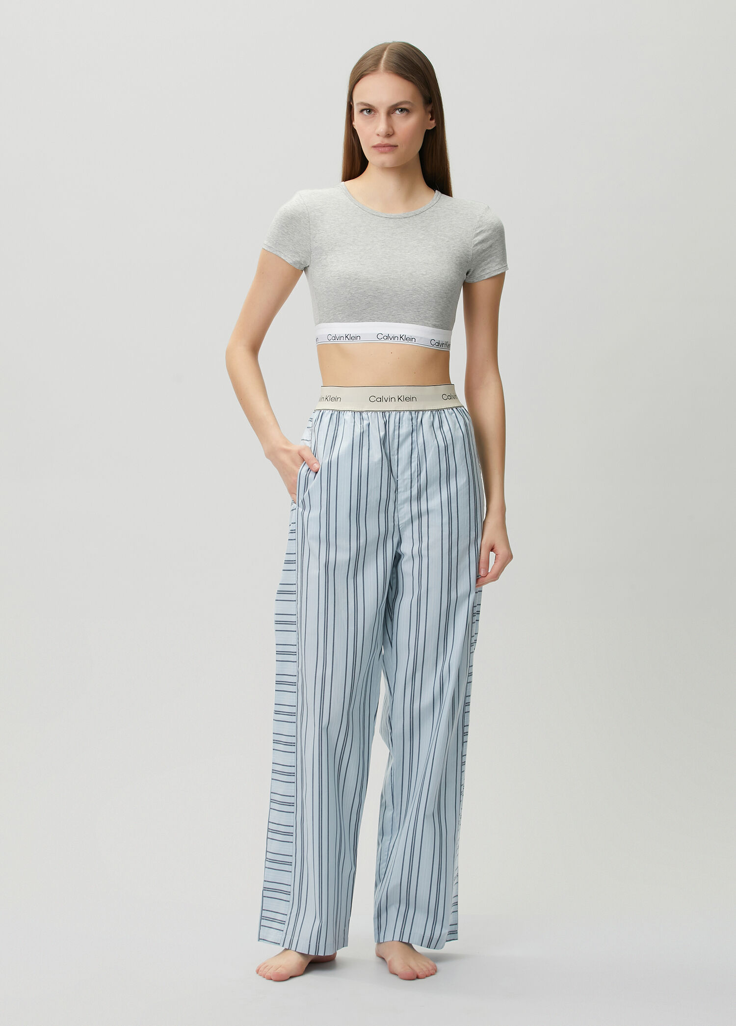 Mavi Çizgili Pijama Altı