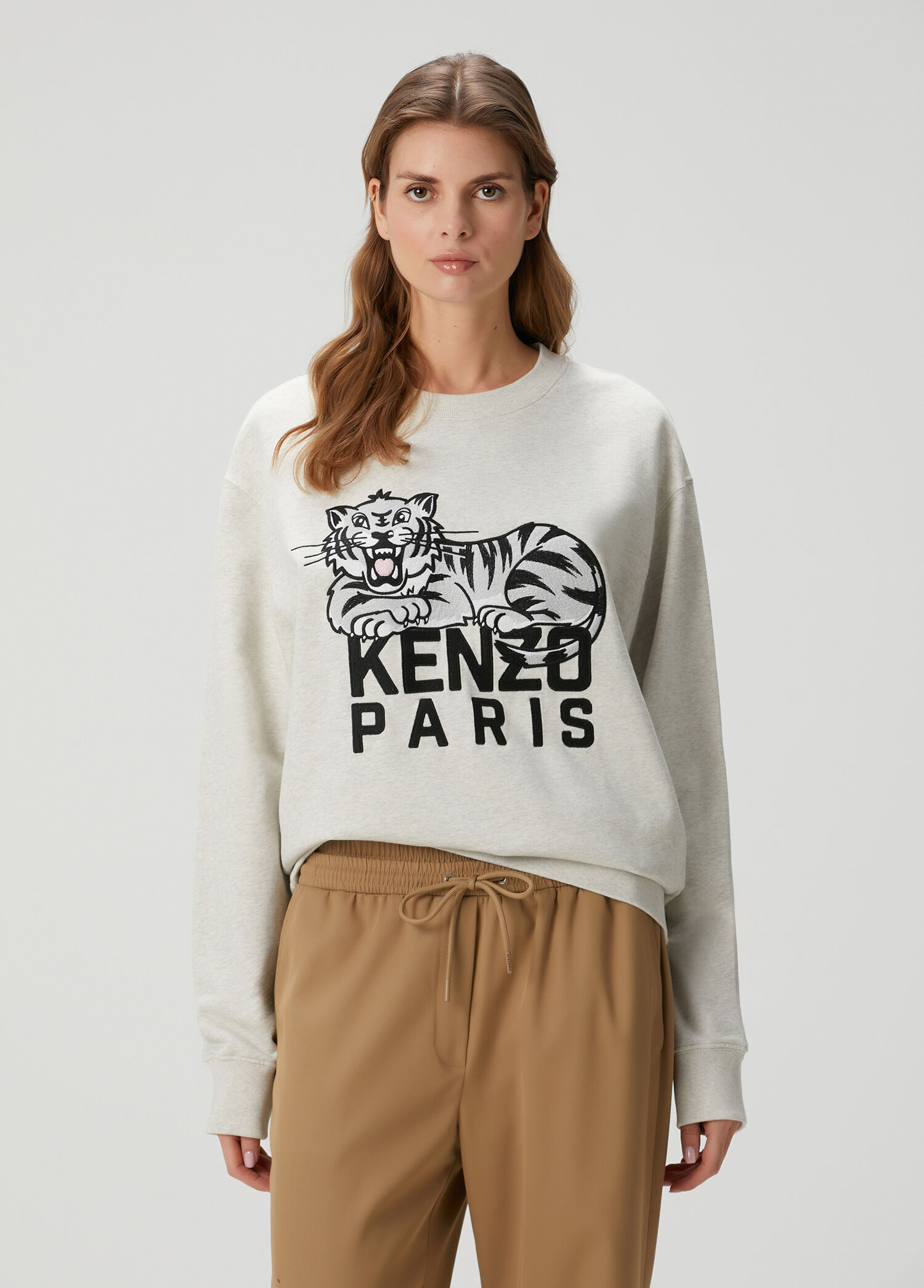 Kenzo - Happy Tiger Gri Sweatshirt - Açık Gri