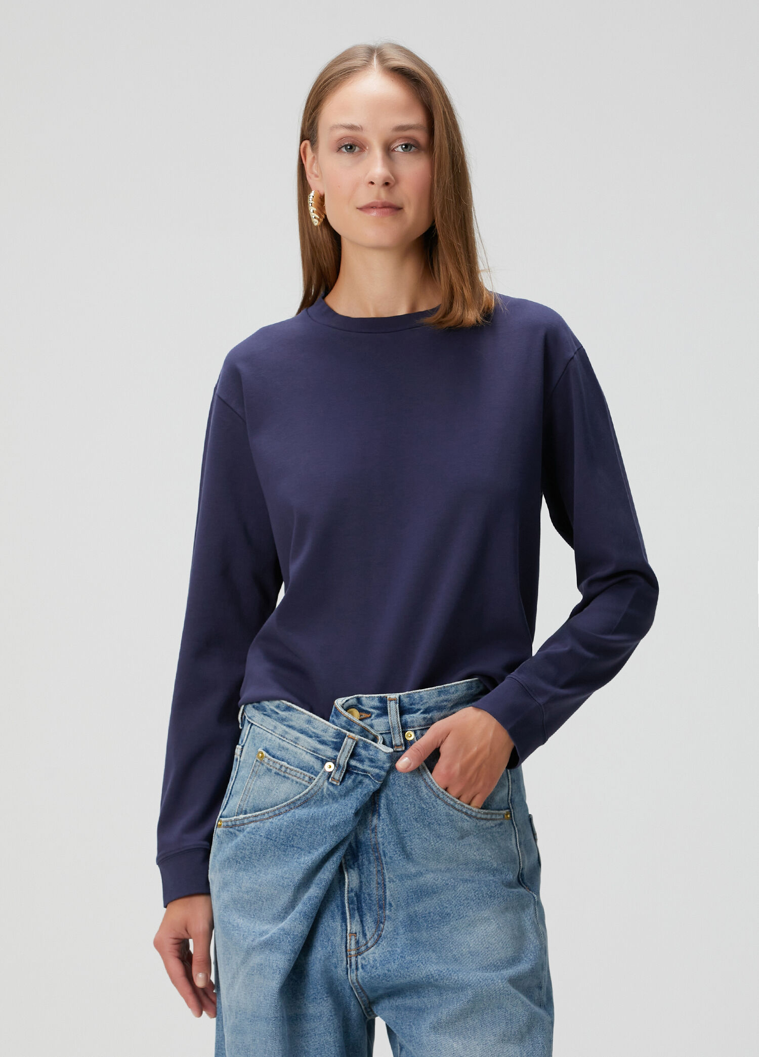 Allison Lacivert Uzun Kol T-shirt