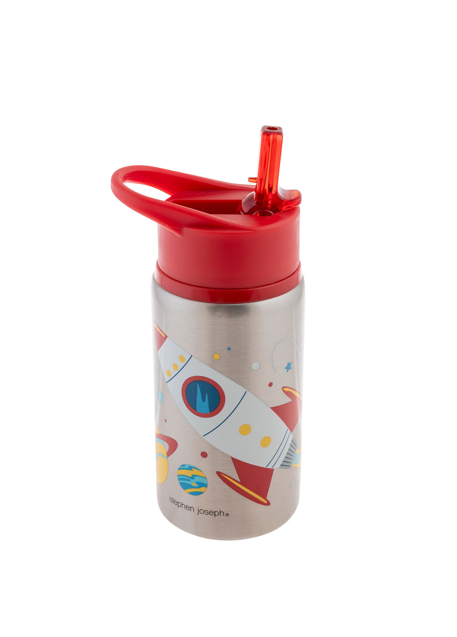 Uzay Desenli Kırmızı Kapak Çelik Suluk 530 ml
