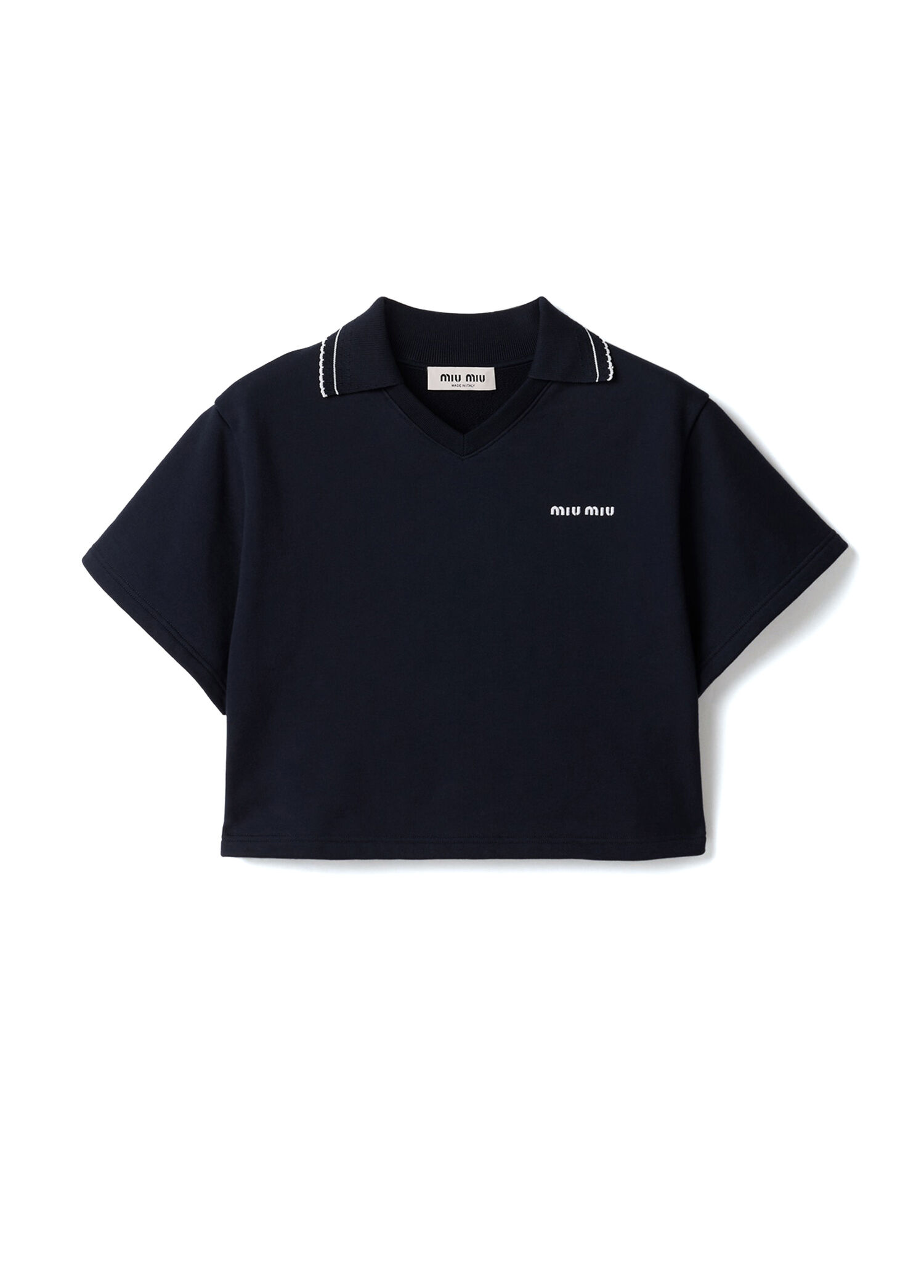 P Miu Miu Blue Short Cotton Fleece Womens Sweatshirt