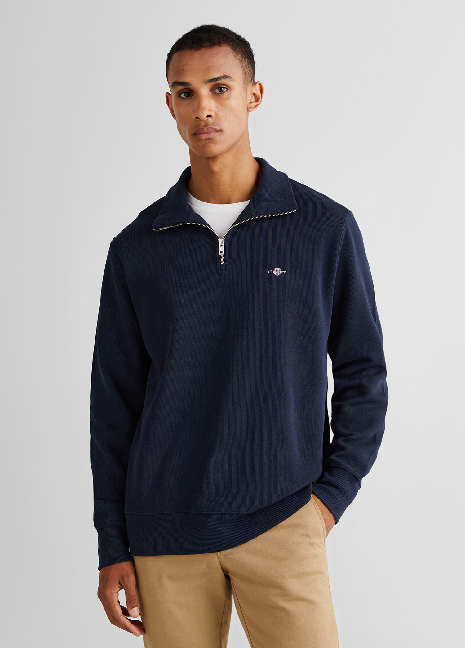 Lacivert Yarım Fermuarlı Regular Fit Erkek Sweatshirt