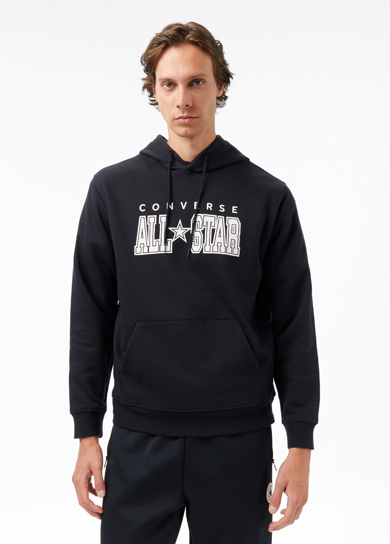 Siyah Kapüşonlu Erkek Sweatshirt