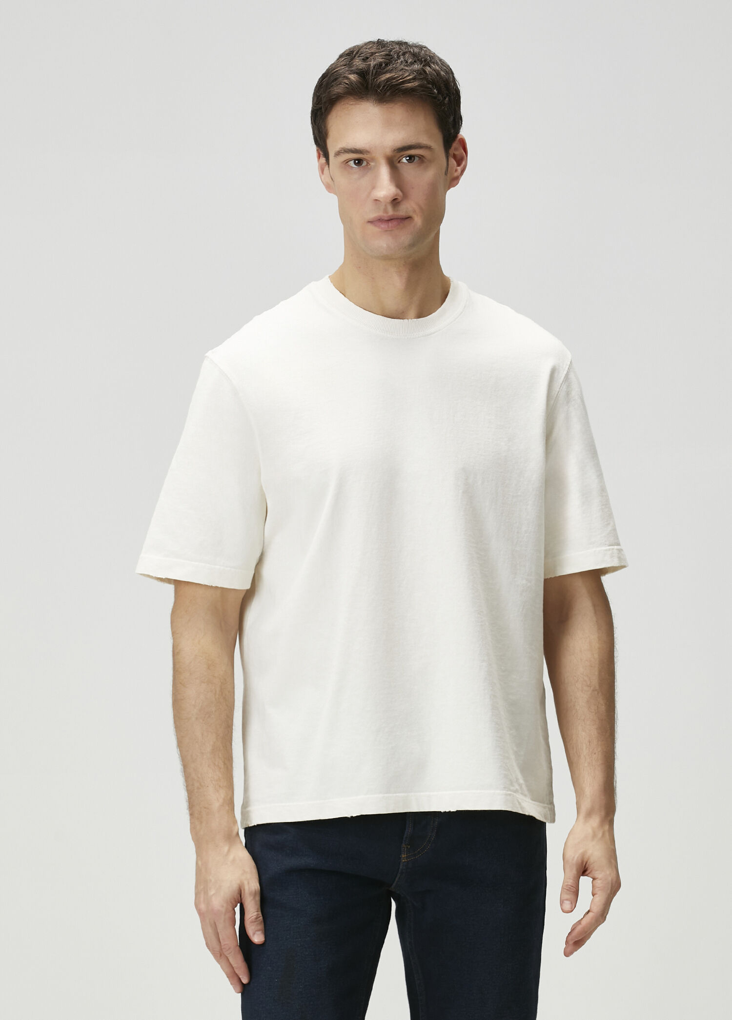 Relaxed Fit Kırık Beyaz T-shirt