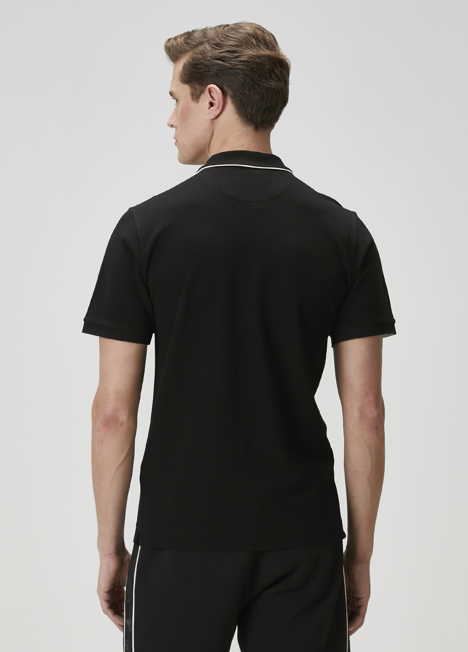 Slim Fit Siyah Polo Yaka T-shirt_4