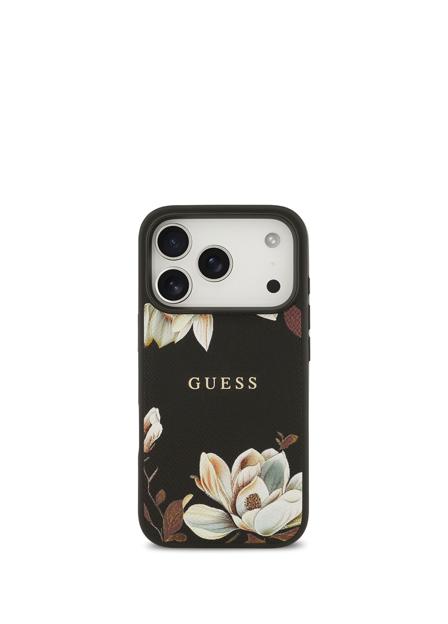 Floral Serisi iPhone 17 Pro Taneli Çiçek Desenli Metal Logolu Magsafe Uyumlu Telefon Kılıfı