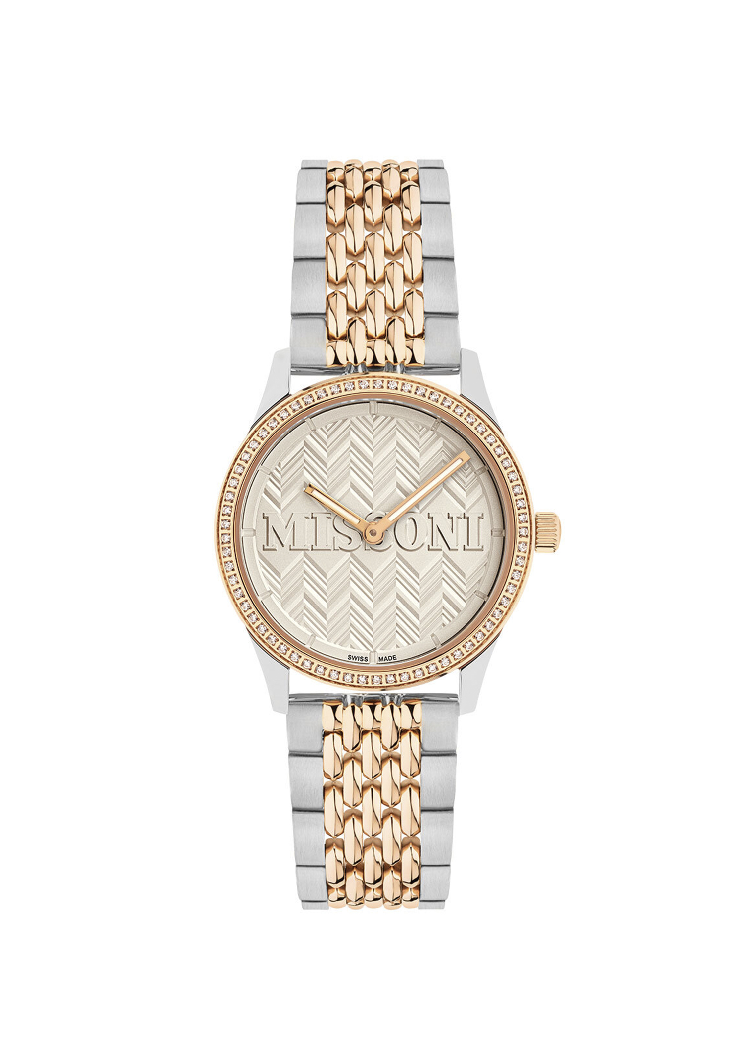 MWCCA0623 Rose Gold Metalik Gri Pırlantalı Kadın Kol Saati