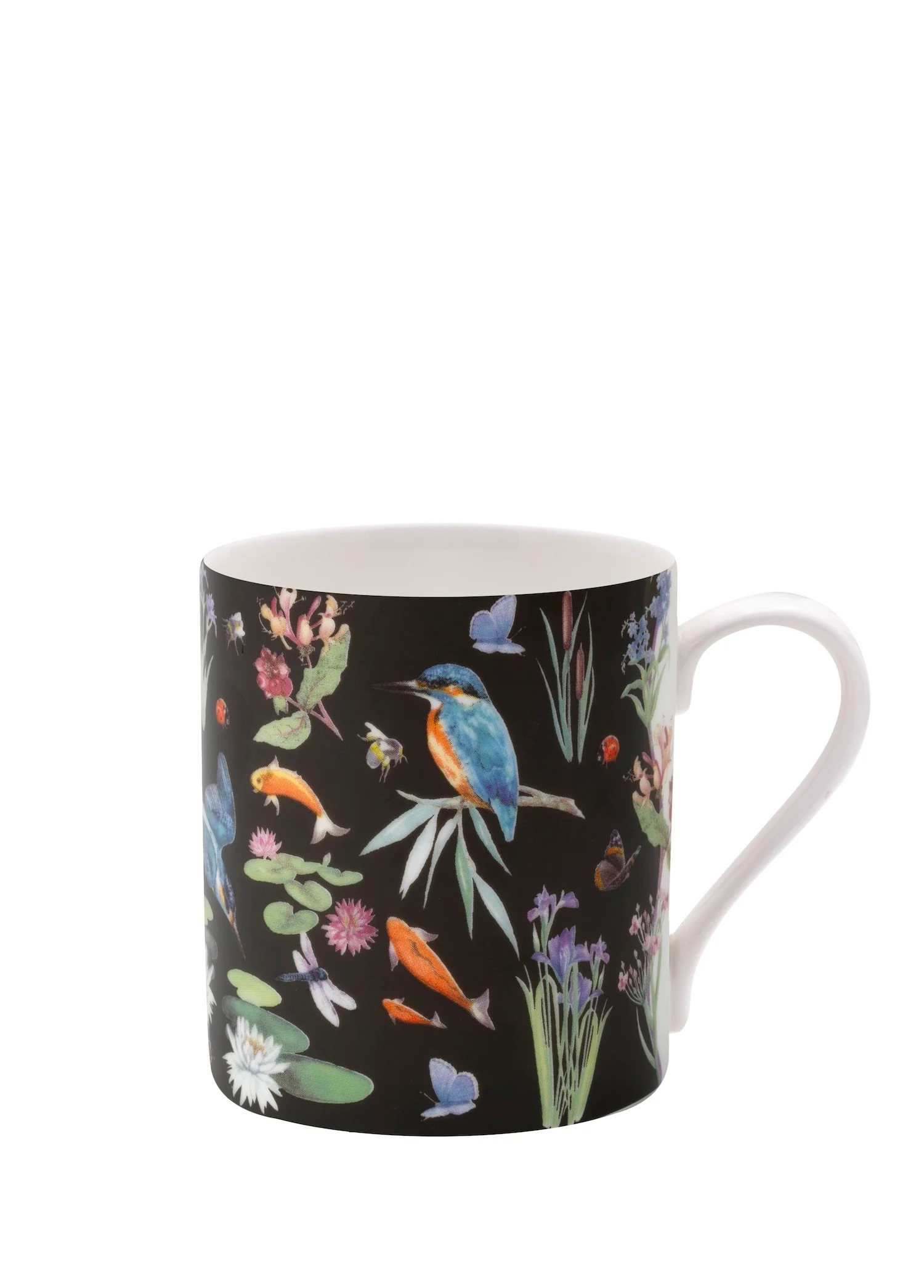 Kingfisher Iris Black Non Gild Bone China 2'li Kupa Seti