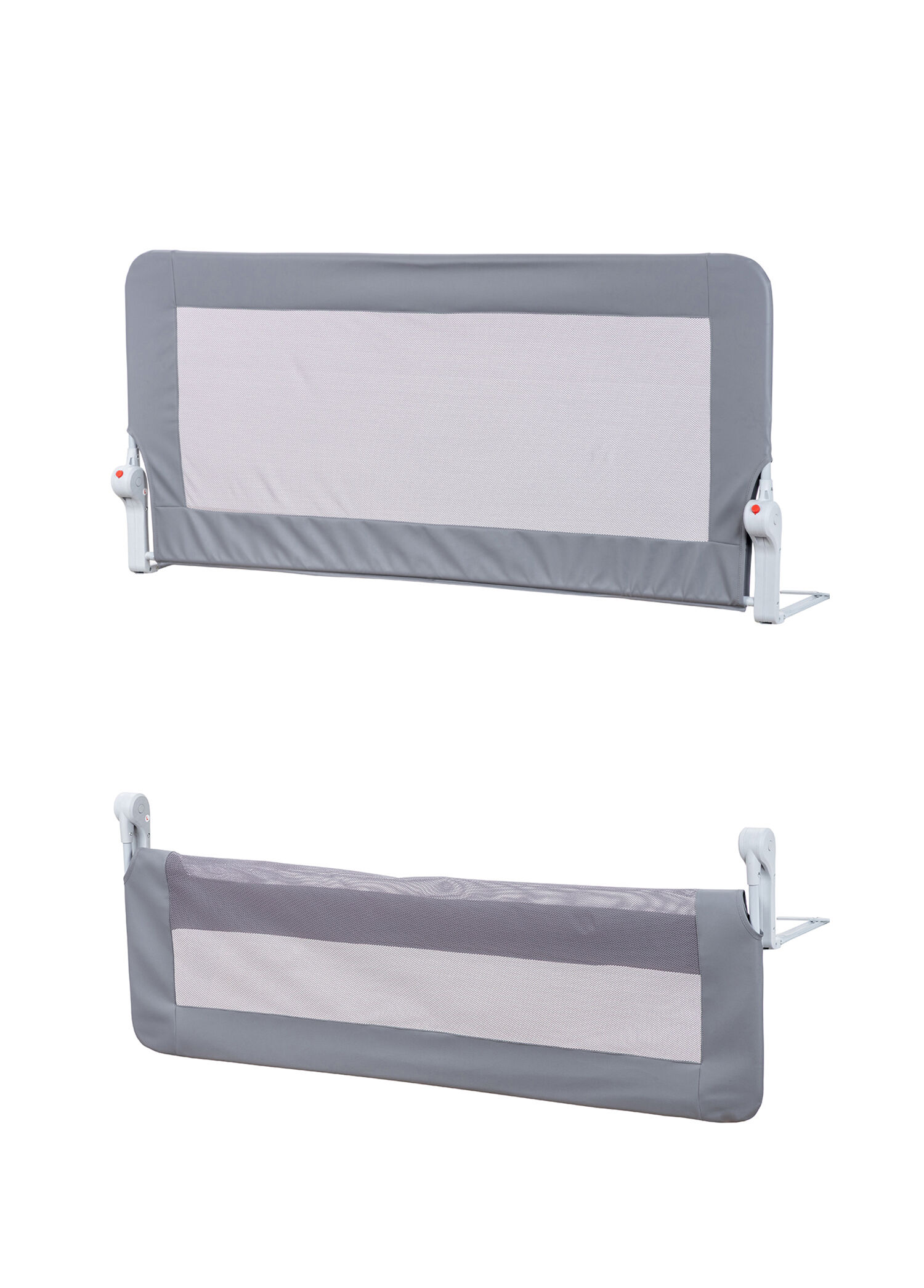 Premium Gri Deri Kılıflı Katlanır Bariyer Yatak Korkuluğu 120 x 65 cm