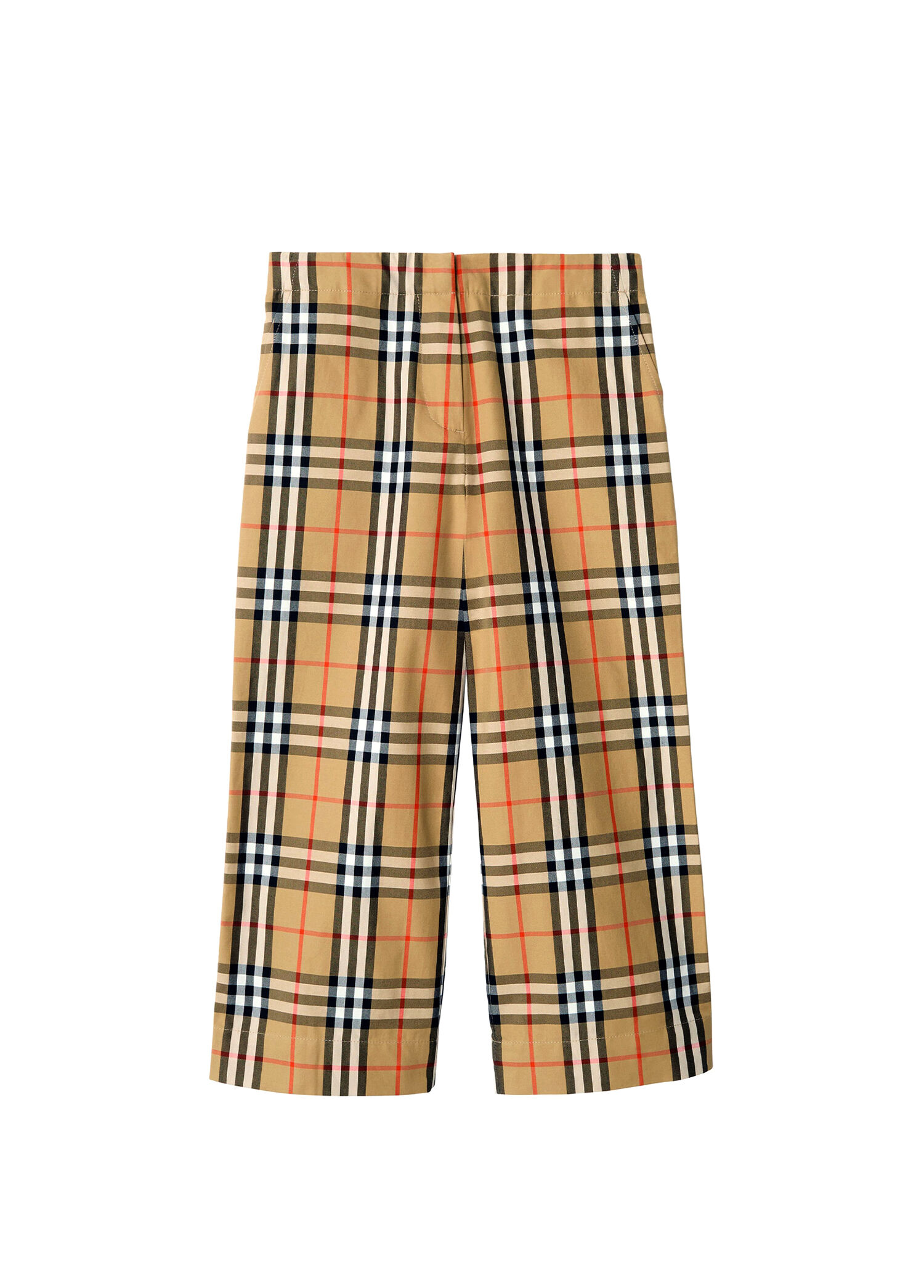 Bej Orla Check Desenli Bol Paça Unisex Çocuk Pantolon