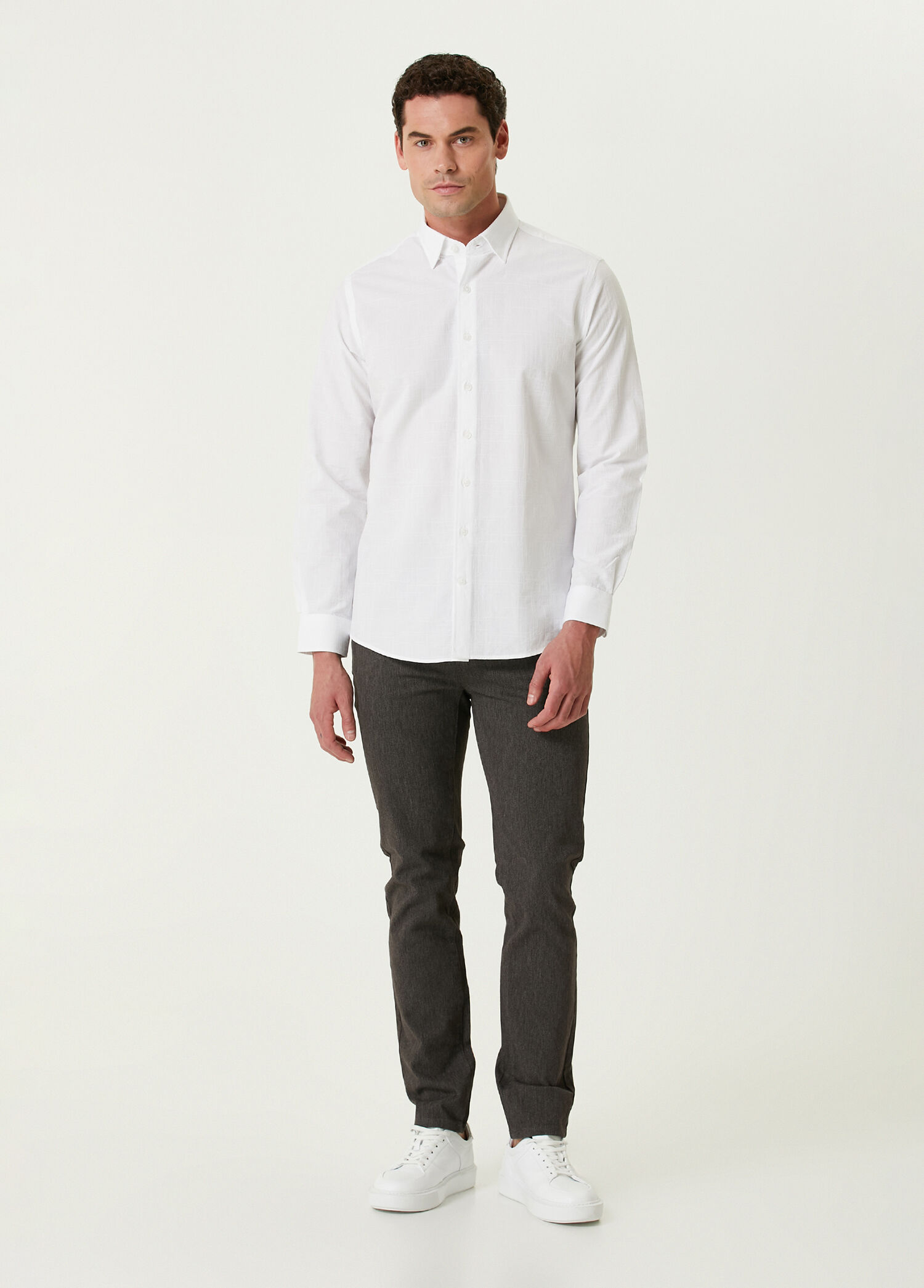 Açık Kahverengi Diyagonal Casual Pantolon