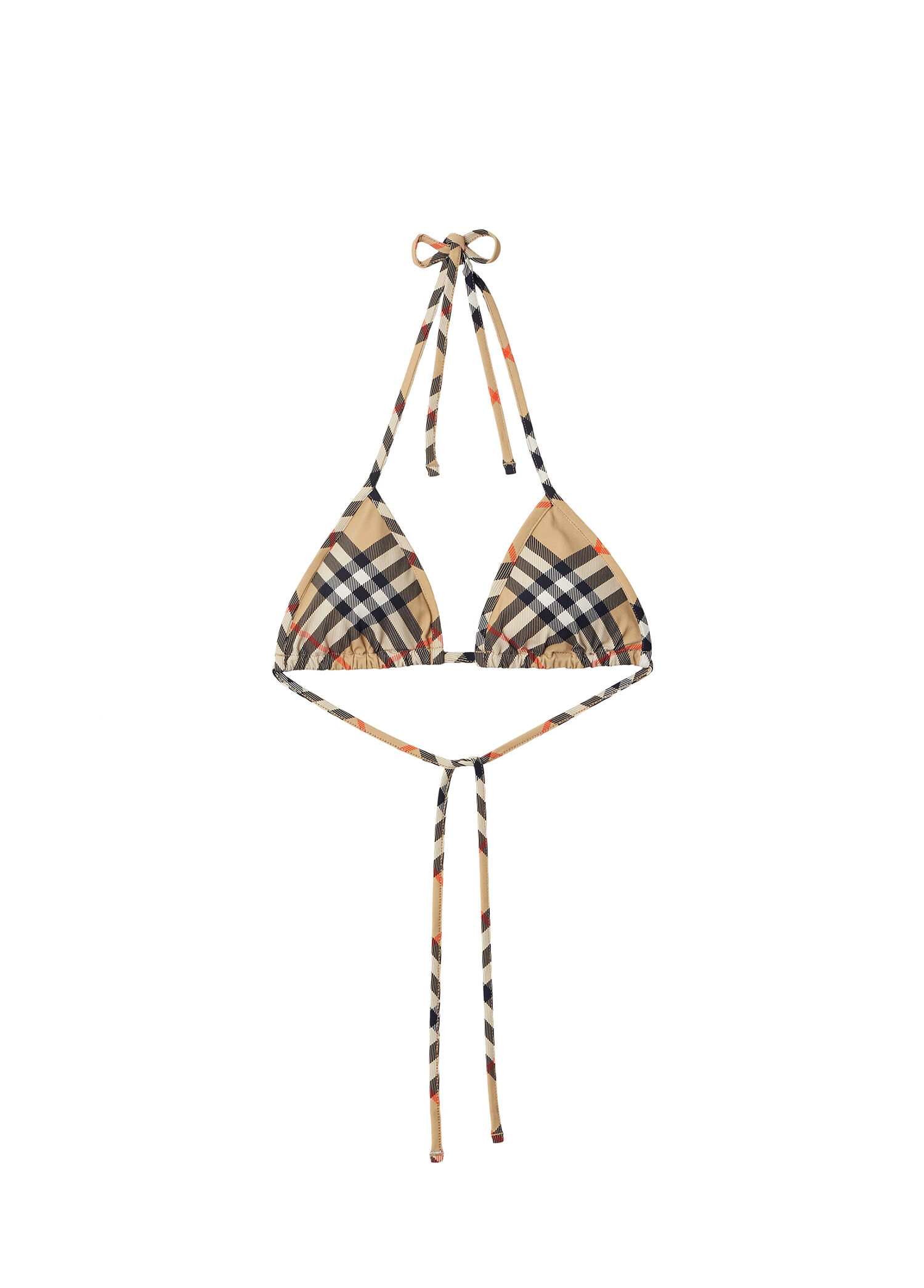 Check Desenli Bej Kadın Bikini Üstü