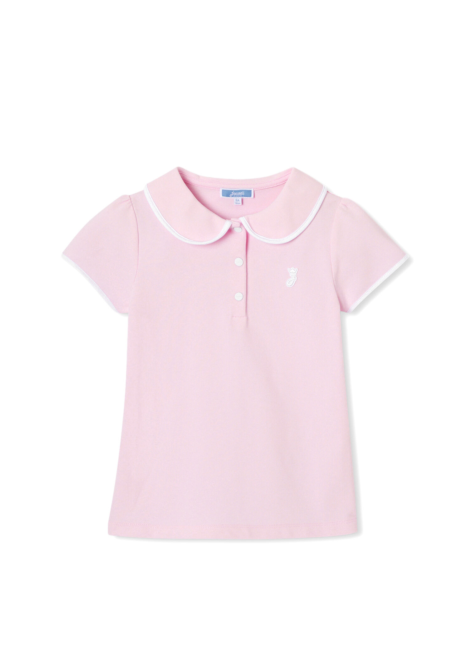 Pembe Polo Yaka Kısa Kollu Kız Çocuk T-Shirt