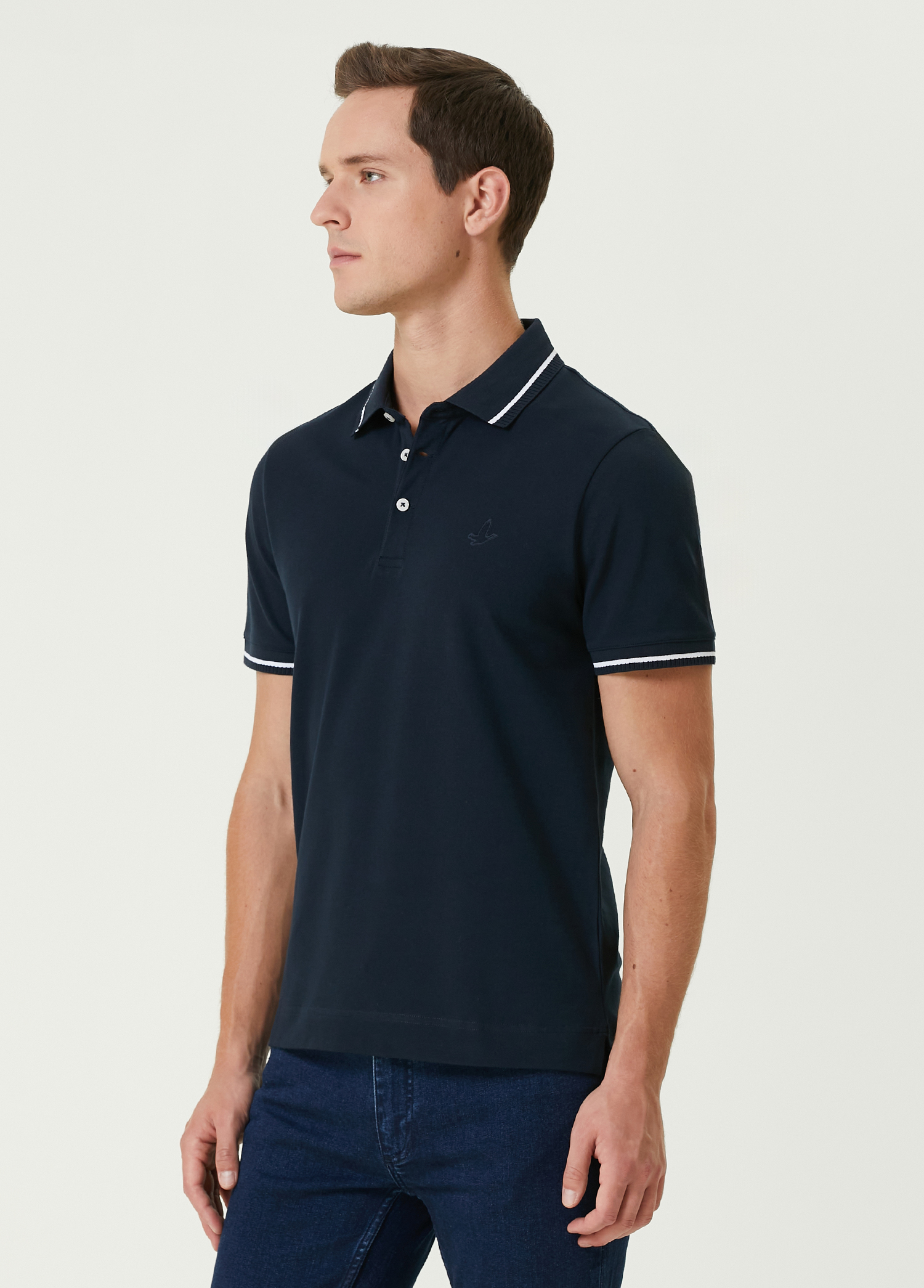 Slim Fit Lacivert Polo Yaka T-shirt_3