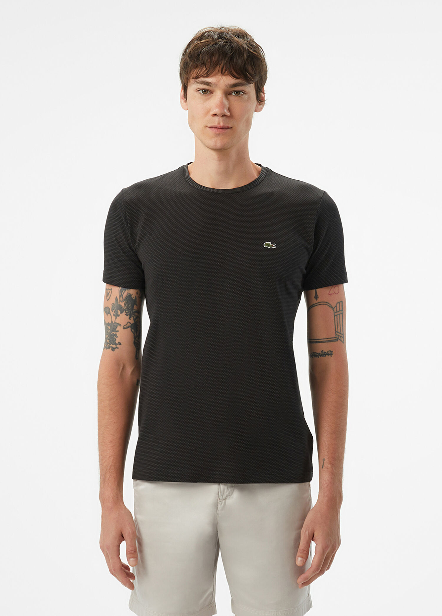 Siyah Bisiklet Yaka Slim Fit Kısa Kollu Erkek T-Shirt