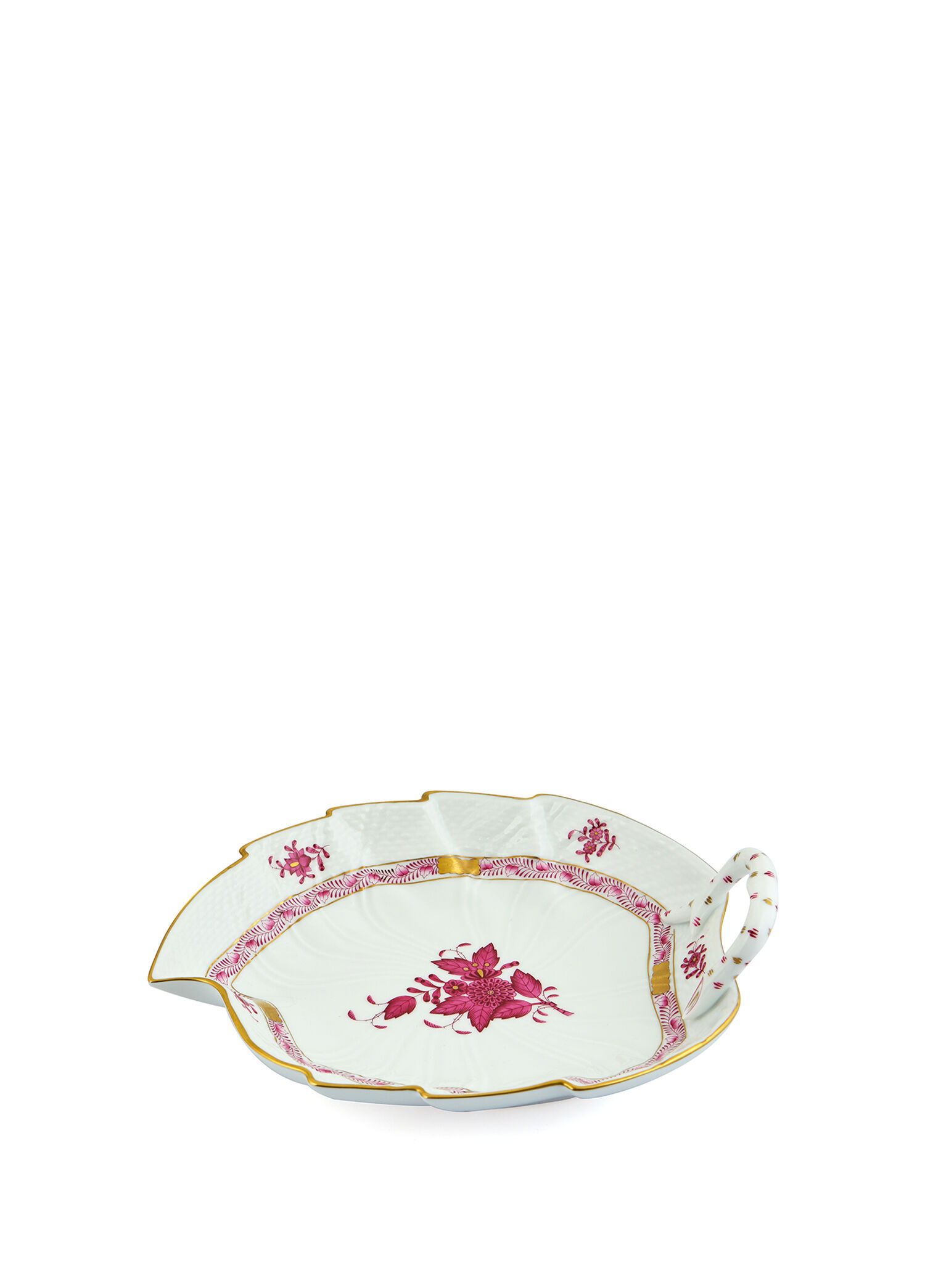 Apponyi Desenli Pembe Porselen Yaprak Tabak 23,8 cm