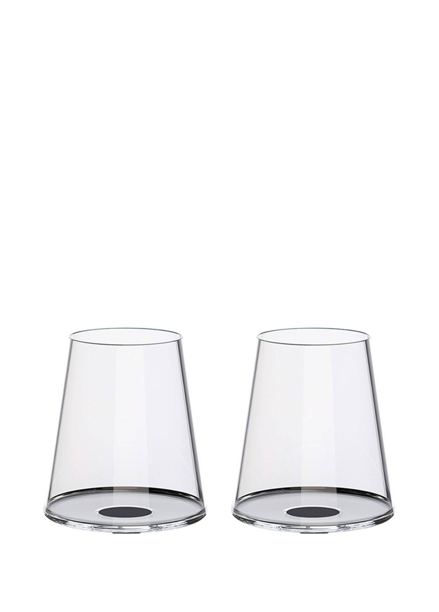 Split Glass Siyah Cam 2'li Kırmızı Şarap Kadeh Bardağı