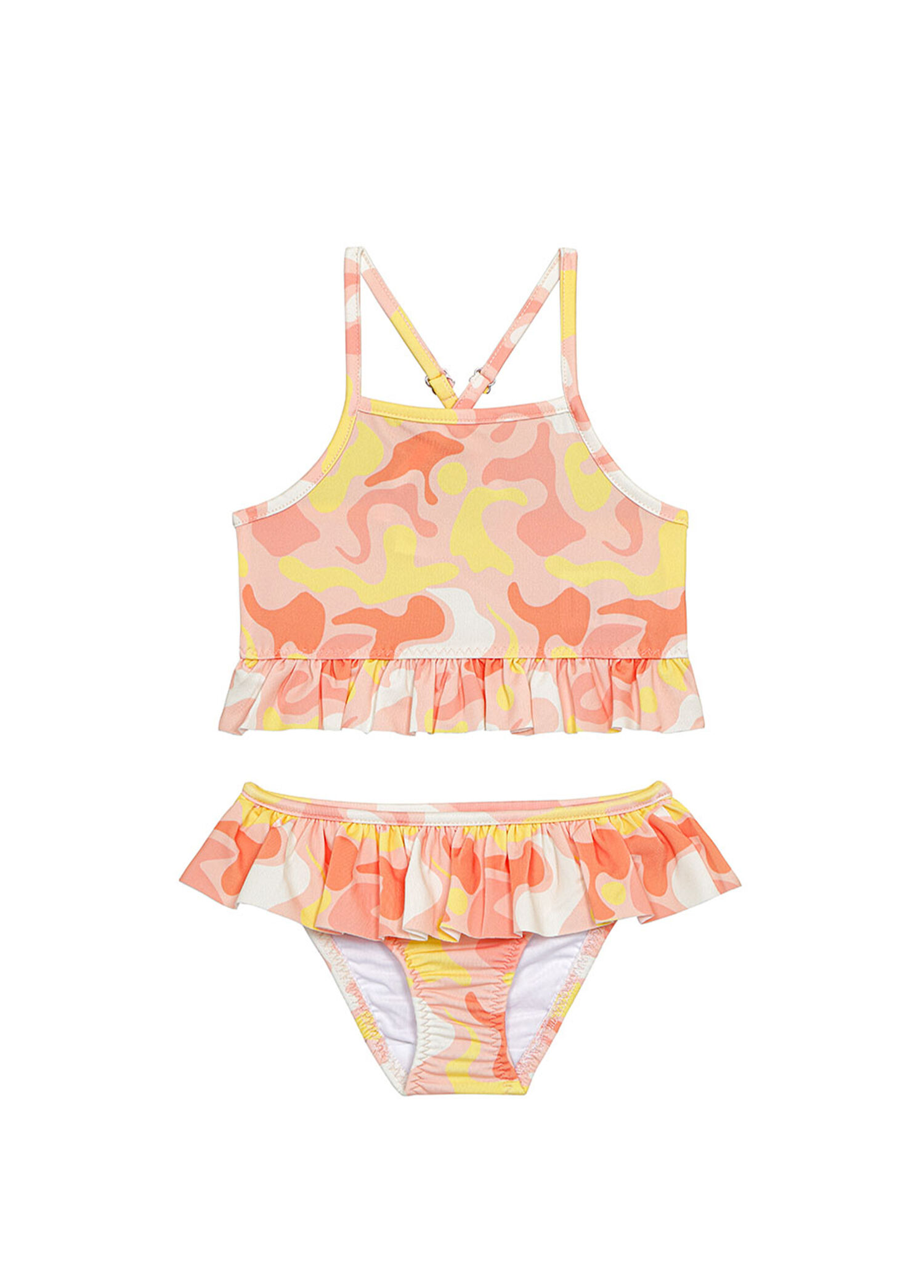 Sunset Feeling Fırfırlı UV Korumalı Kız Çocuk Bikini Takımı