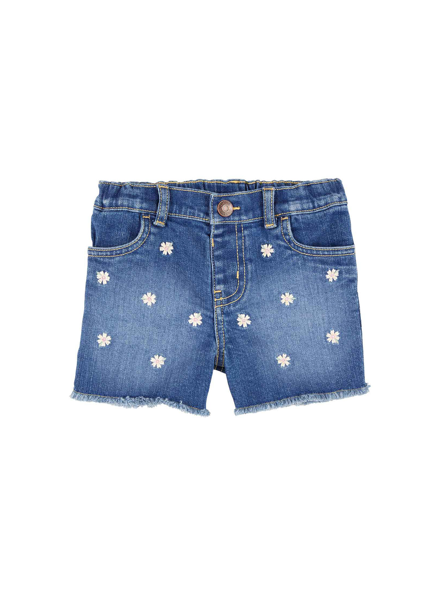 İşlemeli Mavi Kız Çocuk Denim Şort