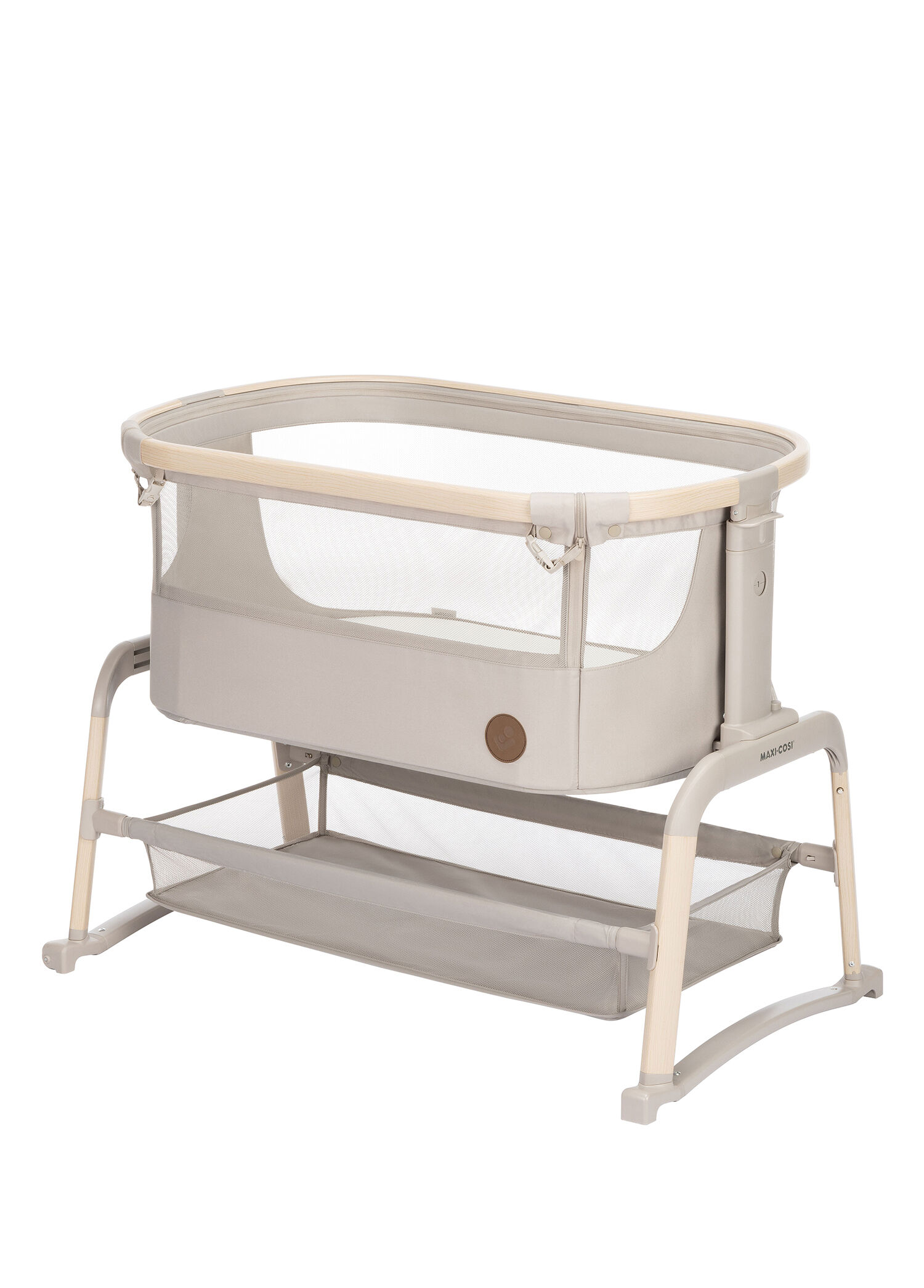 Iora Air Beige Eco Sallanabilen Ahşap Görünümlü Anne Yanı Beşik