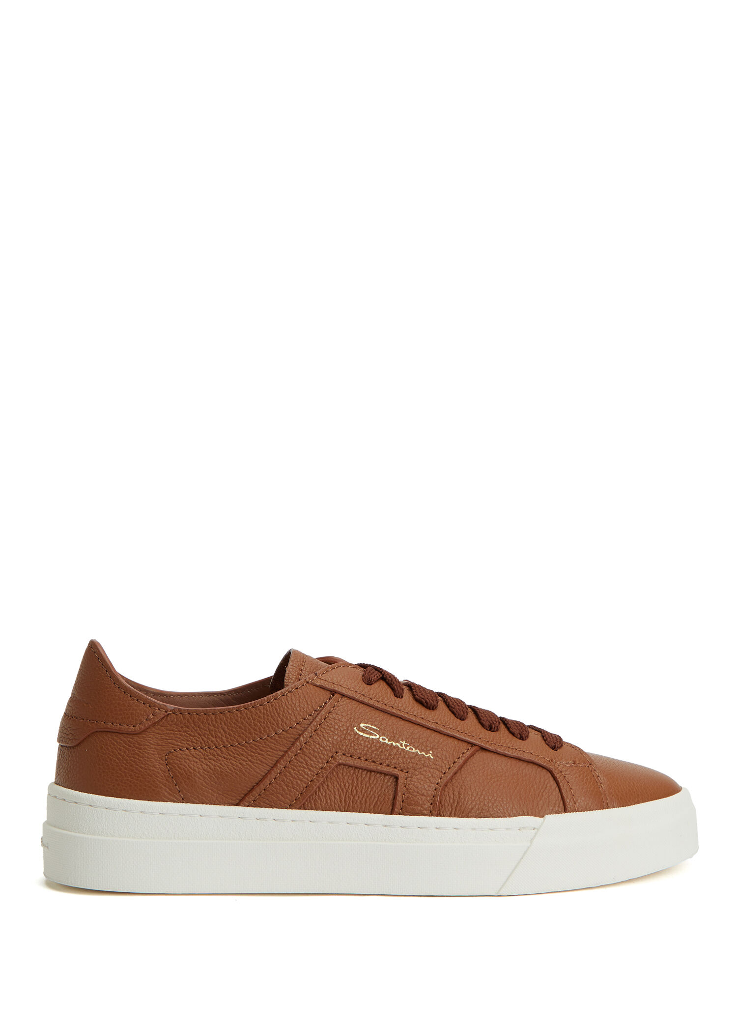 Santoni Kahverengi Erkek Kahverengi Dokulu Erkek Deri Sneaker