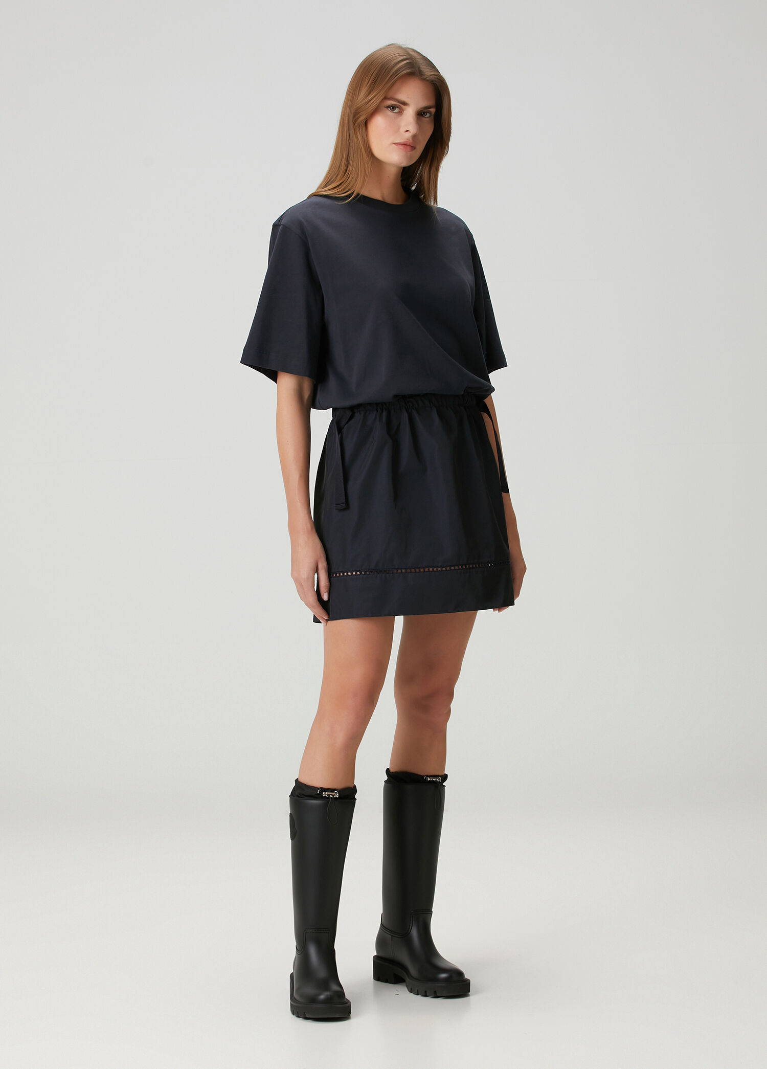 Lacivert Mini T-shirt Elbise