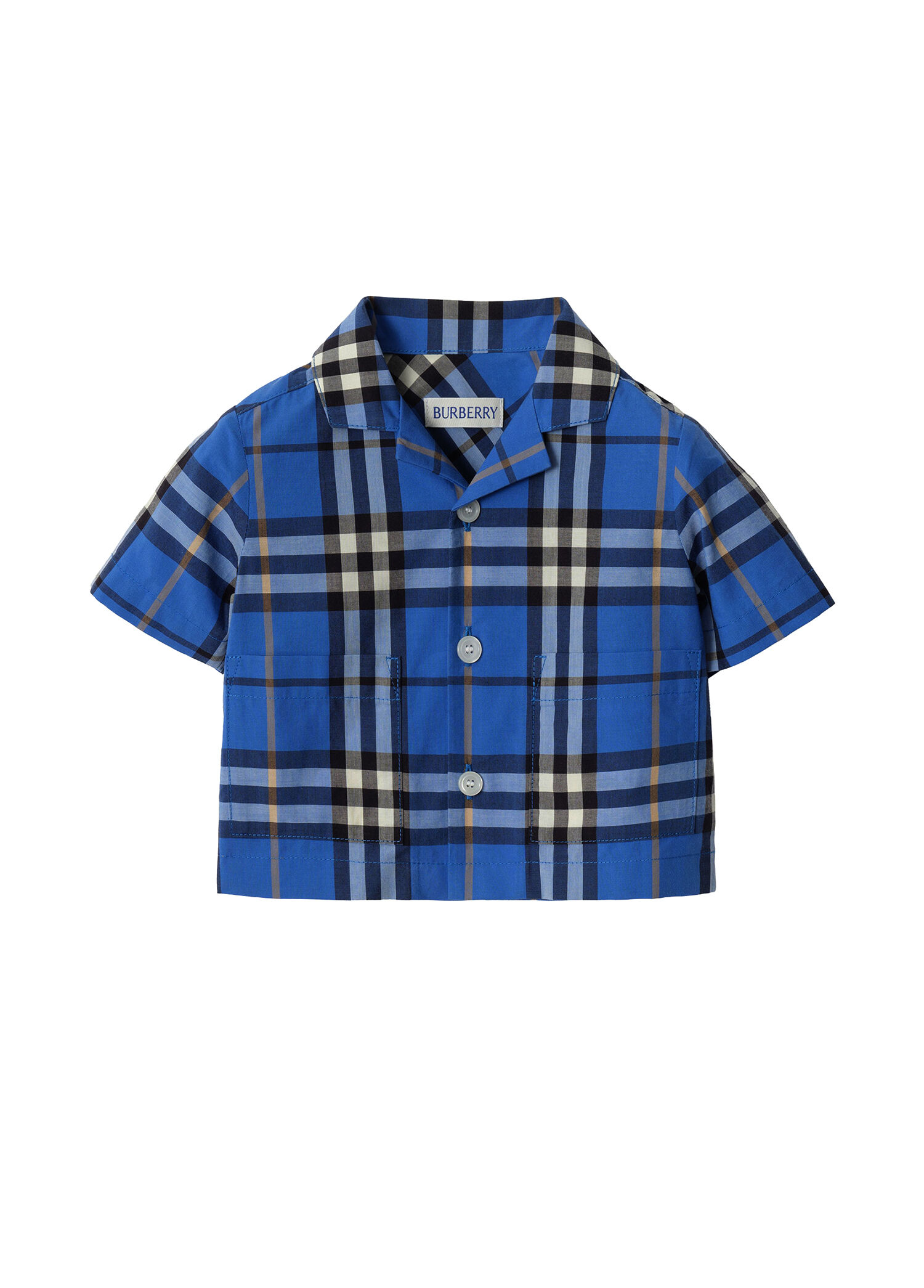 Mavi Ekoseli Pamuklu Unisex Bebek İkili Set