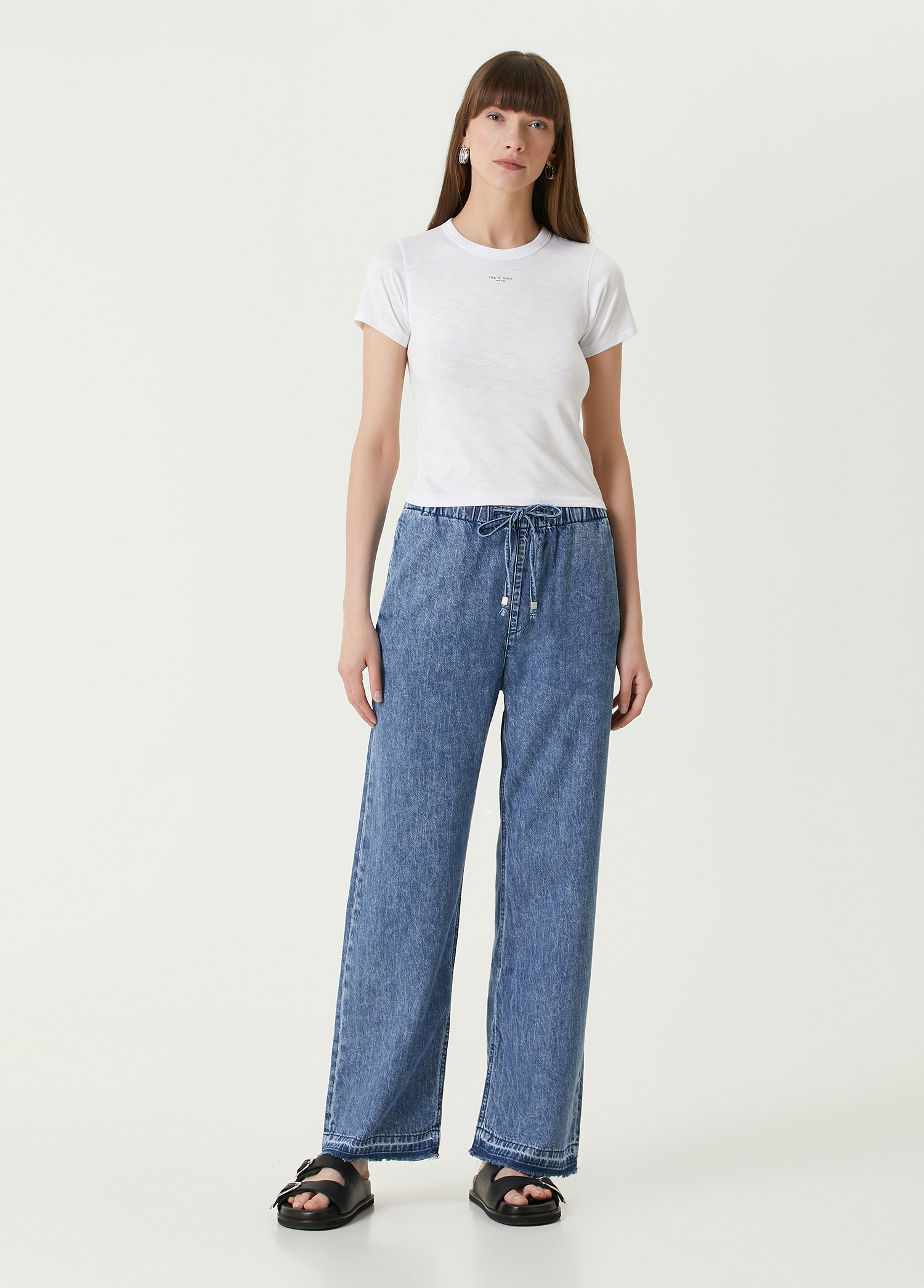 Logan Mavi Wide Leg Jean Pantolon