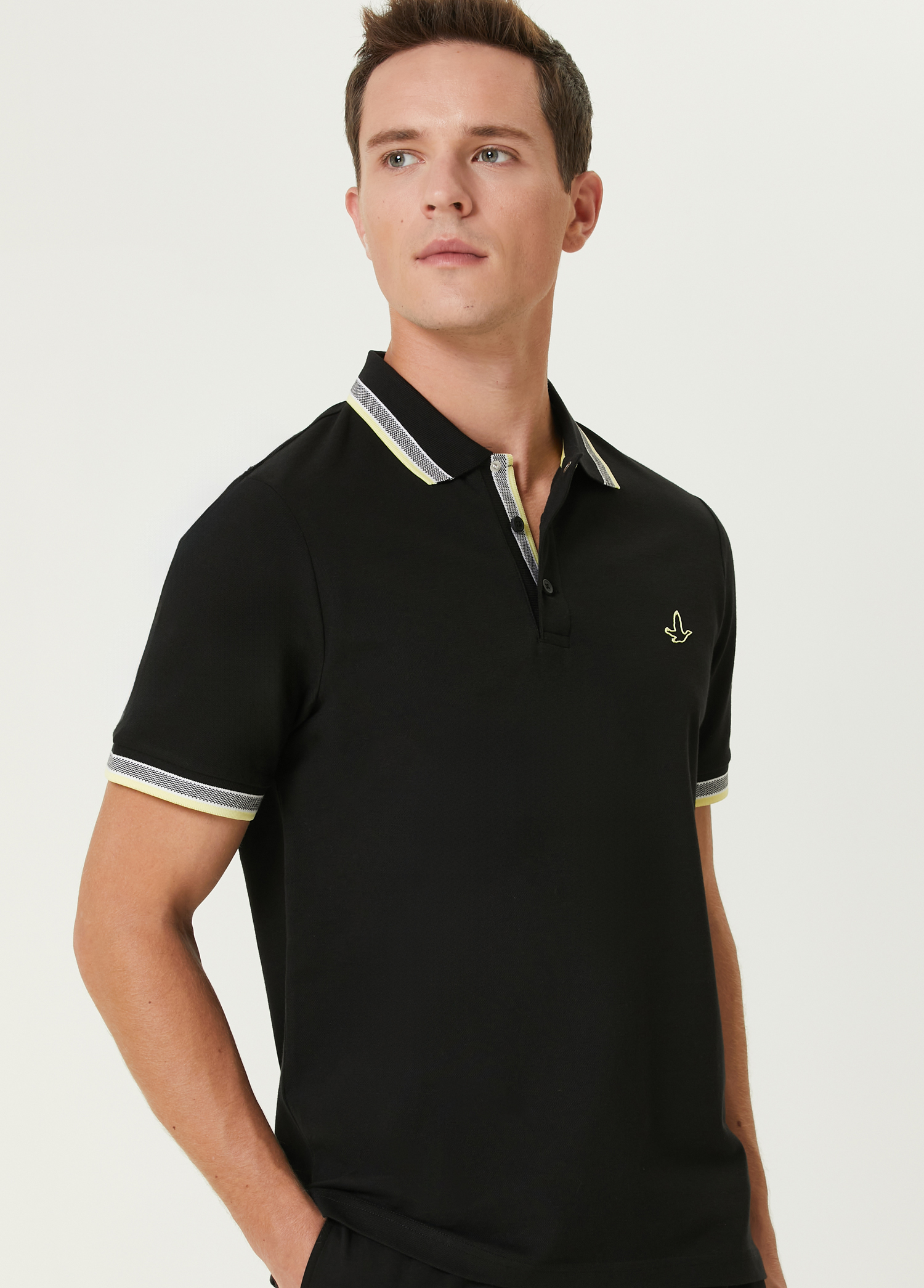 Comfort Fit Siyah Polo Yaka T-shirt_1