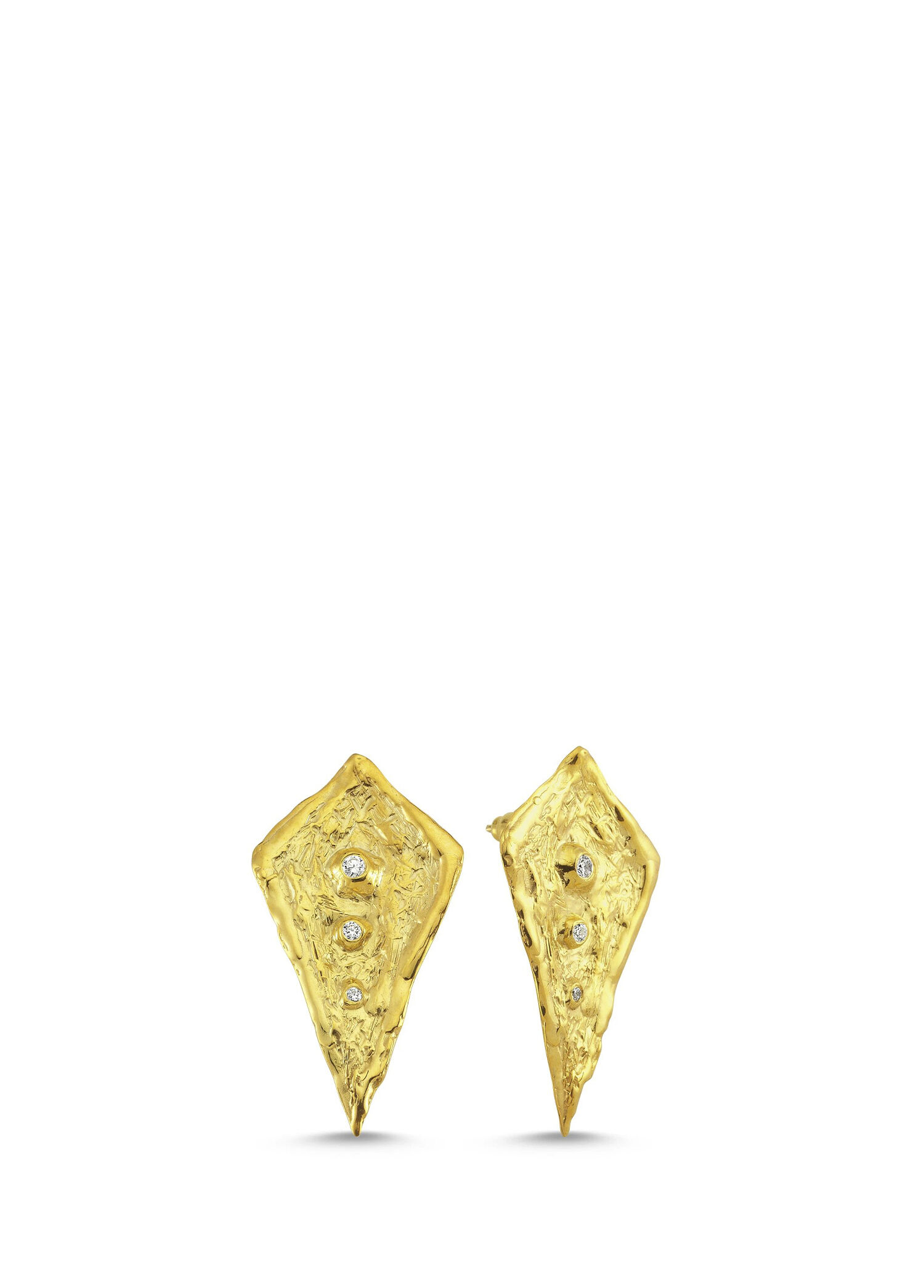 Iceberg Earrings 925 Ayar Gümüş Altın Kaplama Kadın Küpe